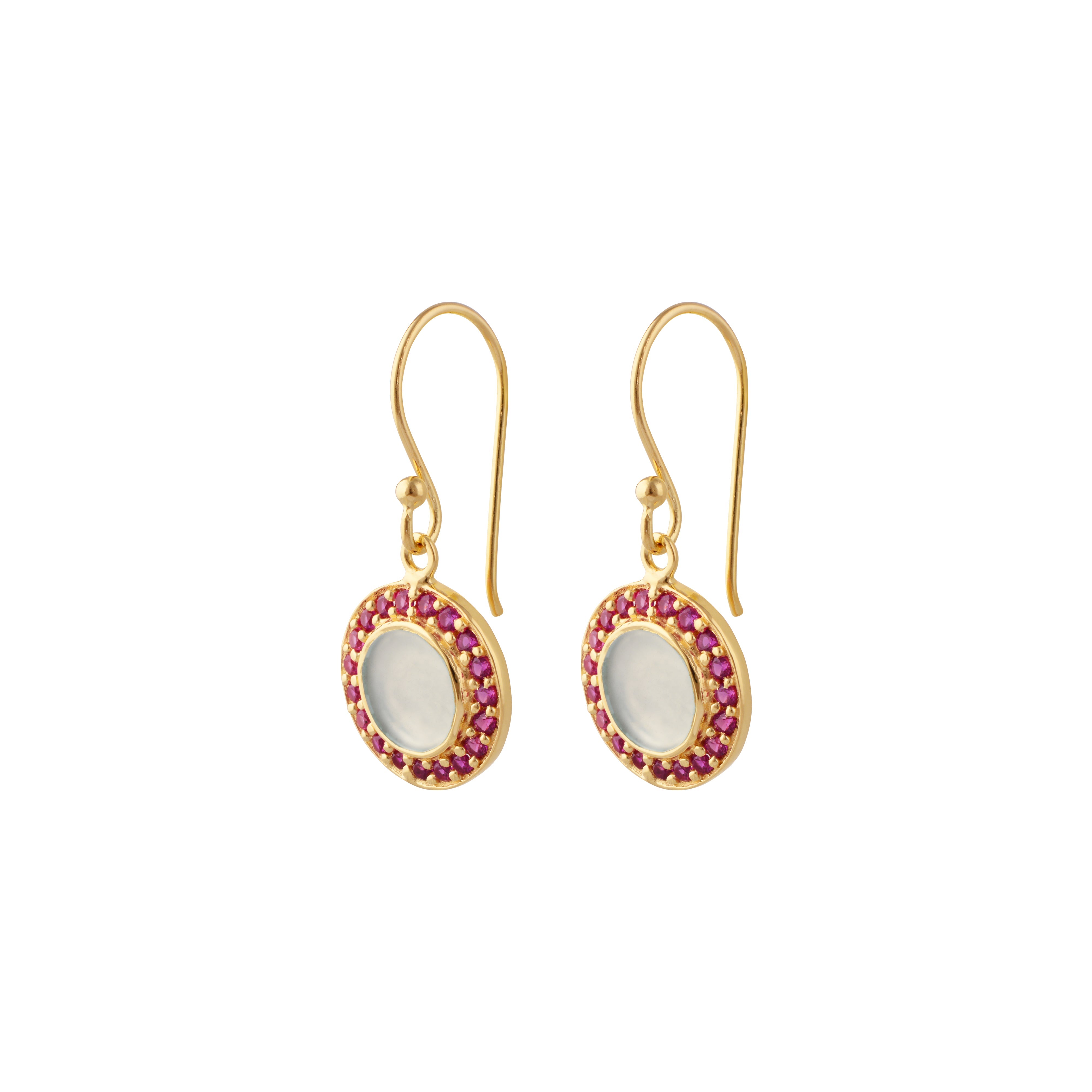 Carousel Drops in Aqua Chalcedony and Ruby Zirconia