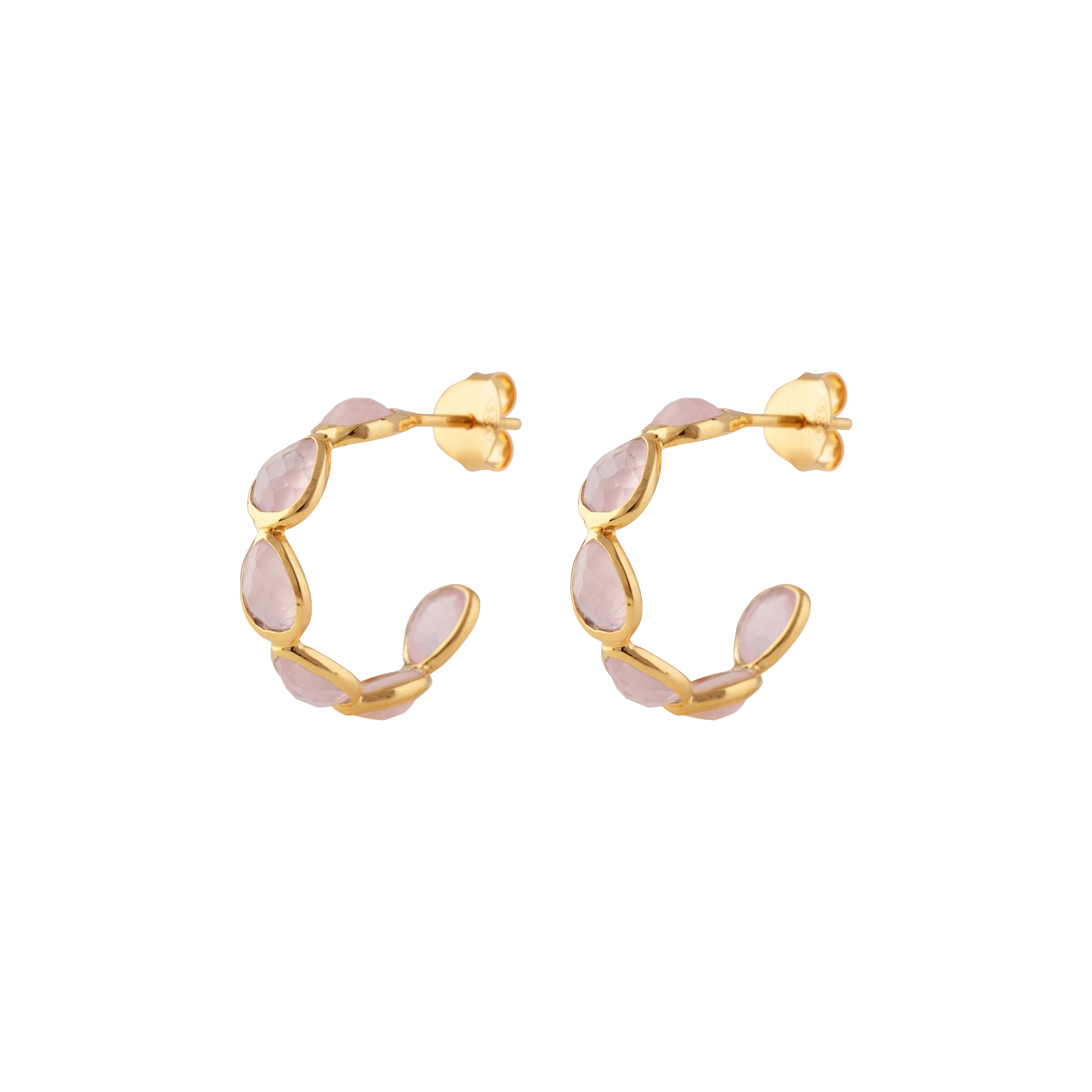 Mini Anna Hoops in Rose Quartz