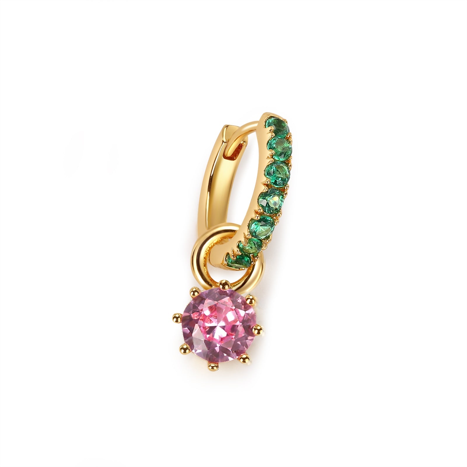 Emerald Hoops in Gold