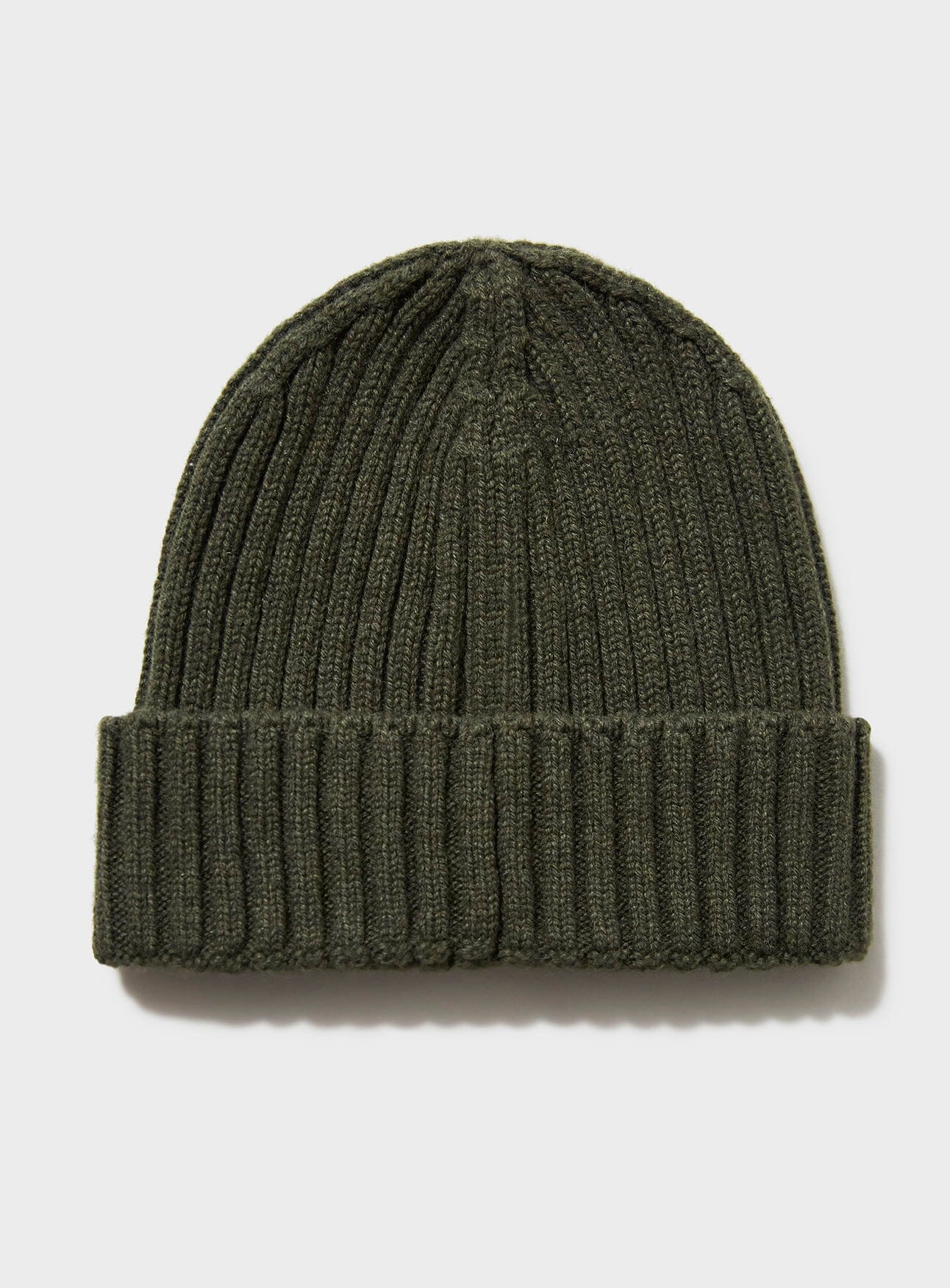 Cashmere Ribbed Olive Beanie Hat