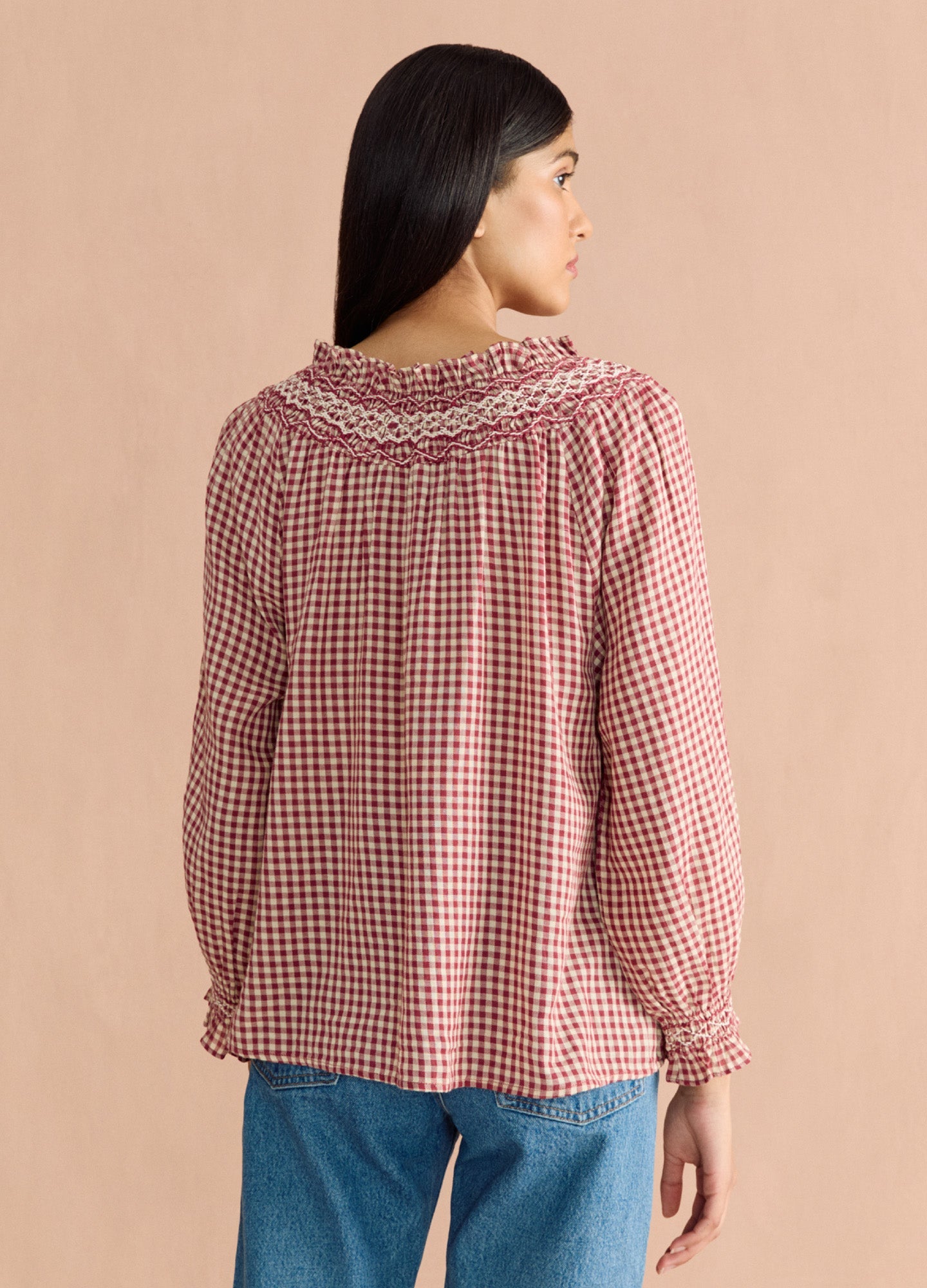 Georgie Blouse - Rust Gingham