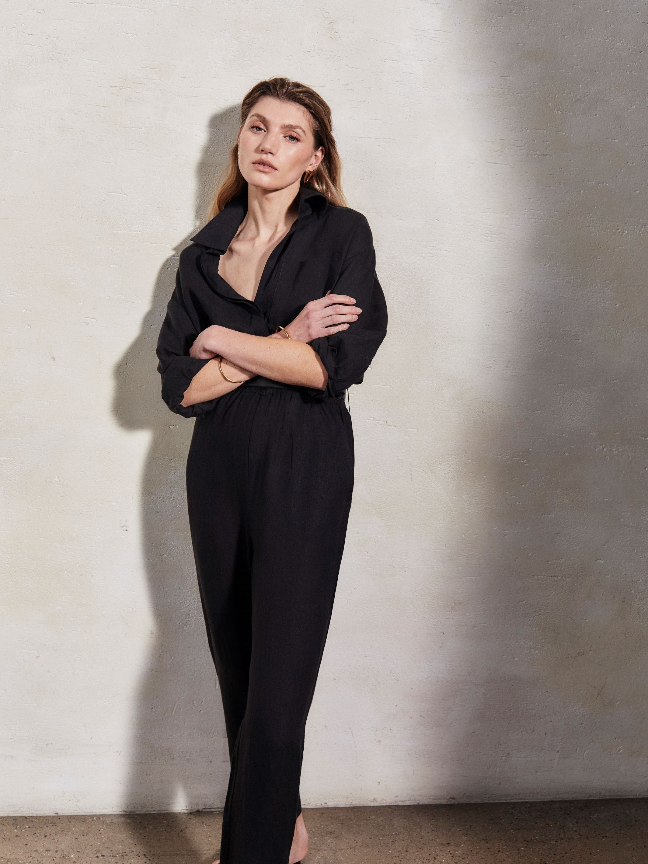 HEPBURN - Caviar Linen Boiler Suit