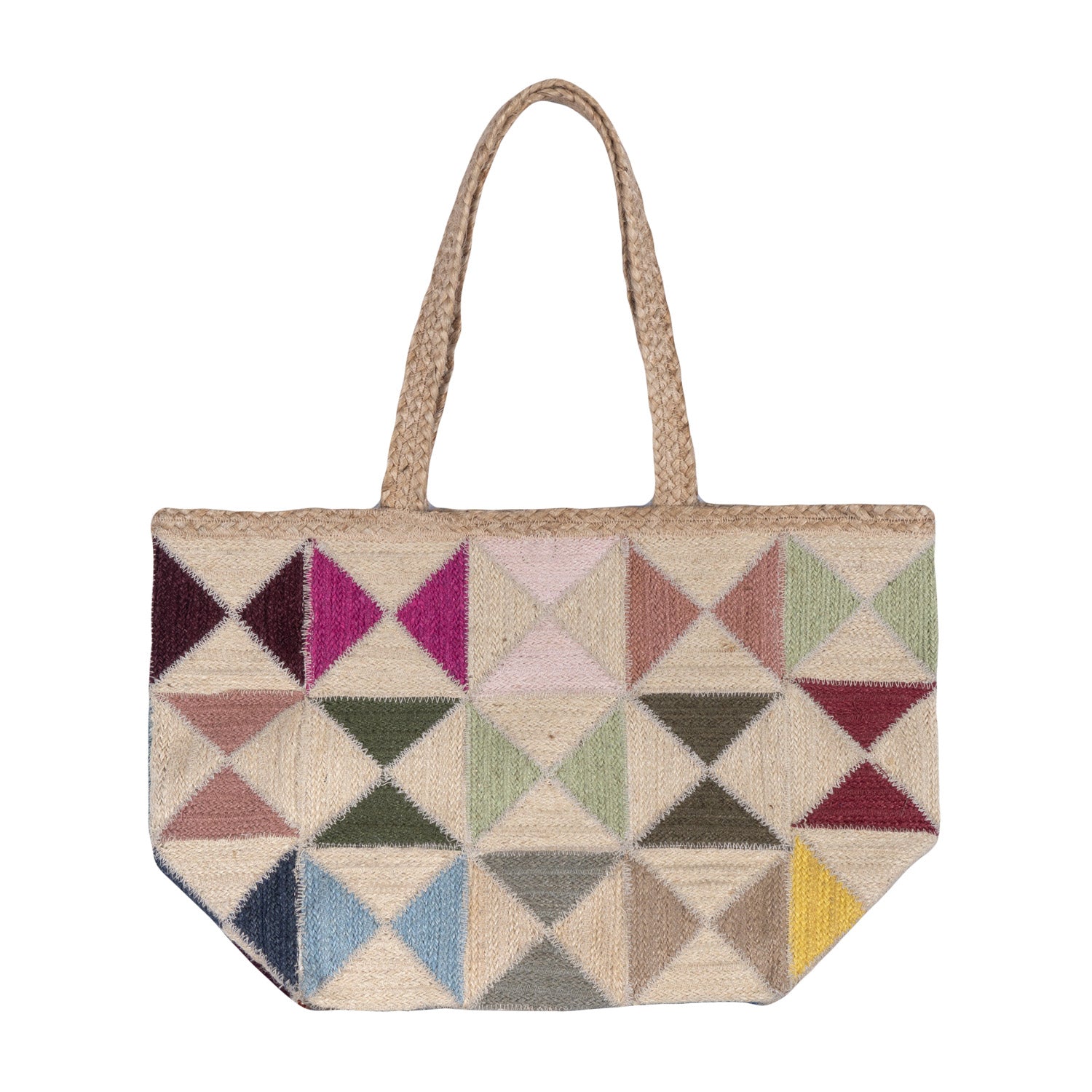 Harlequin Rainbow Jute Tote