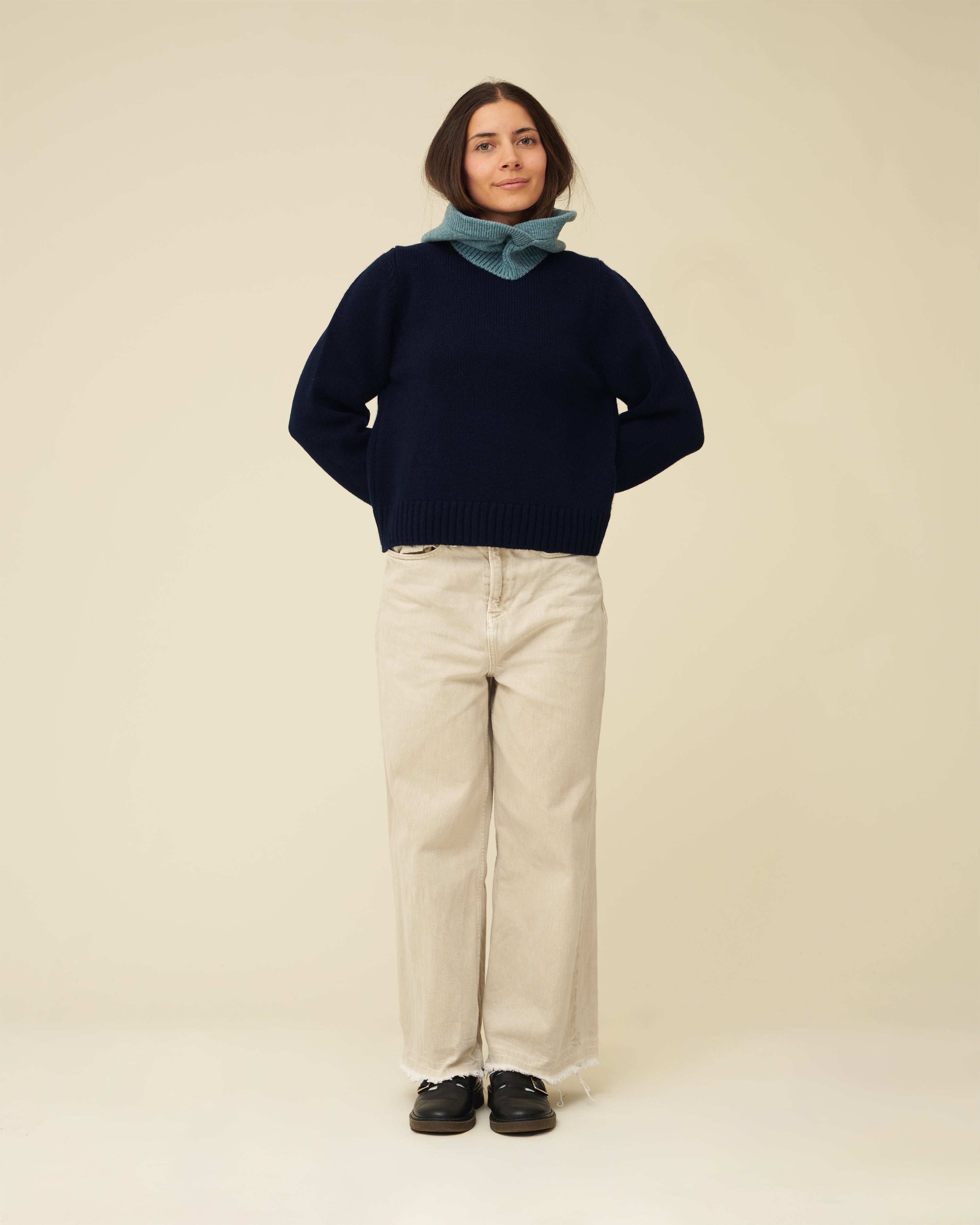 Merino Lambswool Hood - Helford Green (Knitted-to-Order)