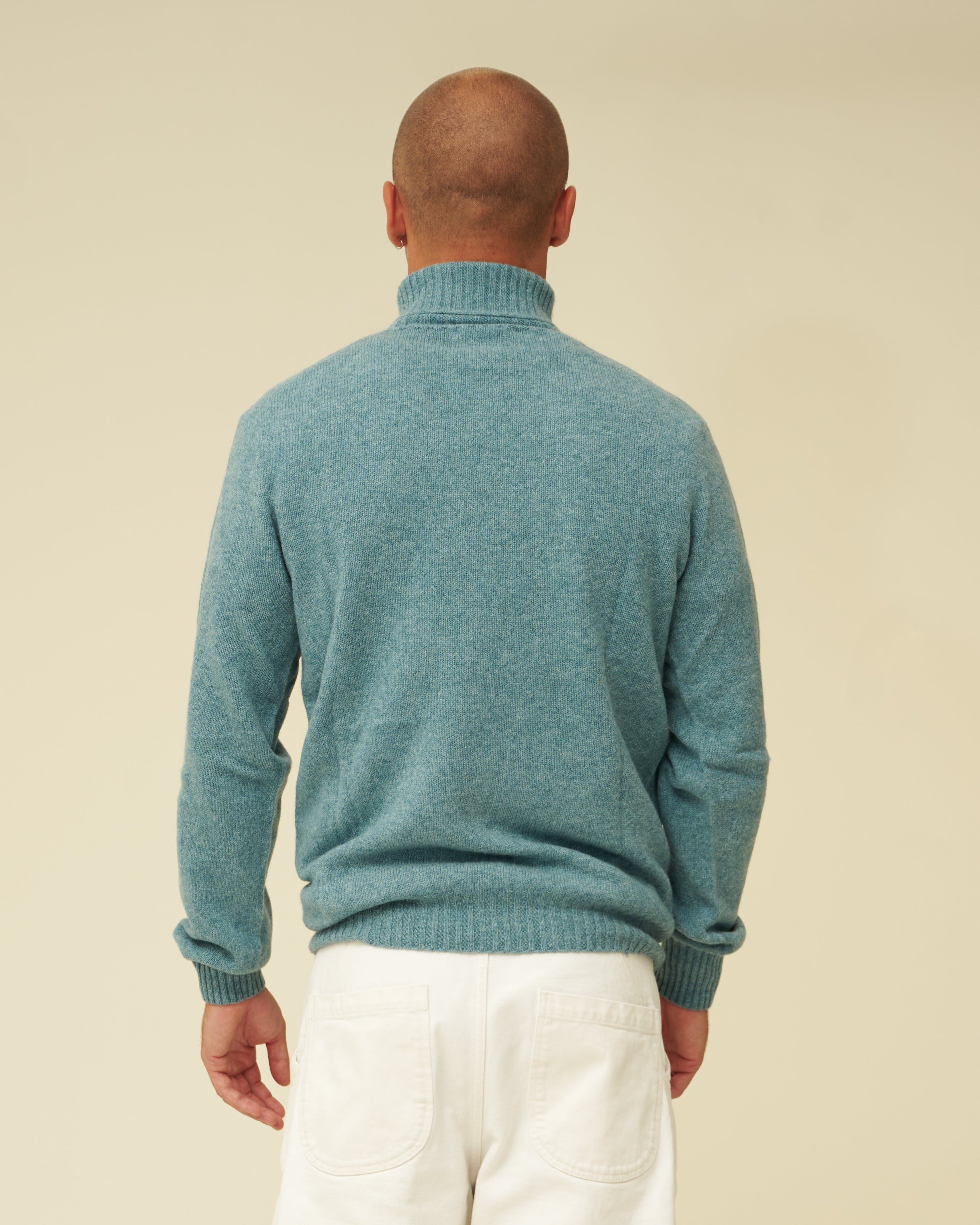 Merino Lambswool Roll Neck - Helford Green (Knitted-to-Order)