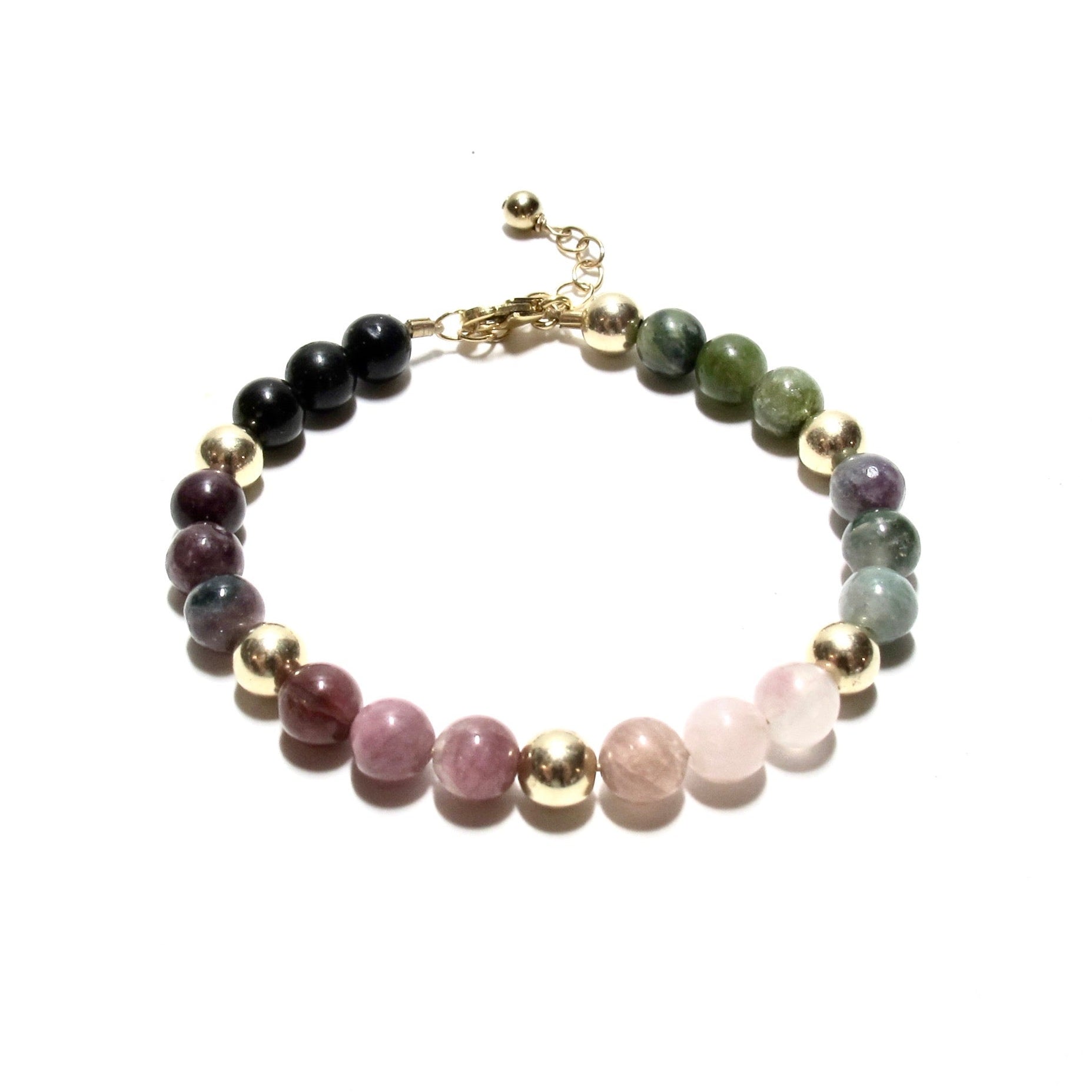 Tourmaline & Gold Bubblegum Bracelet