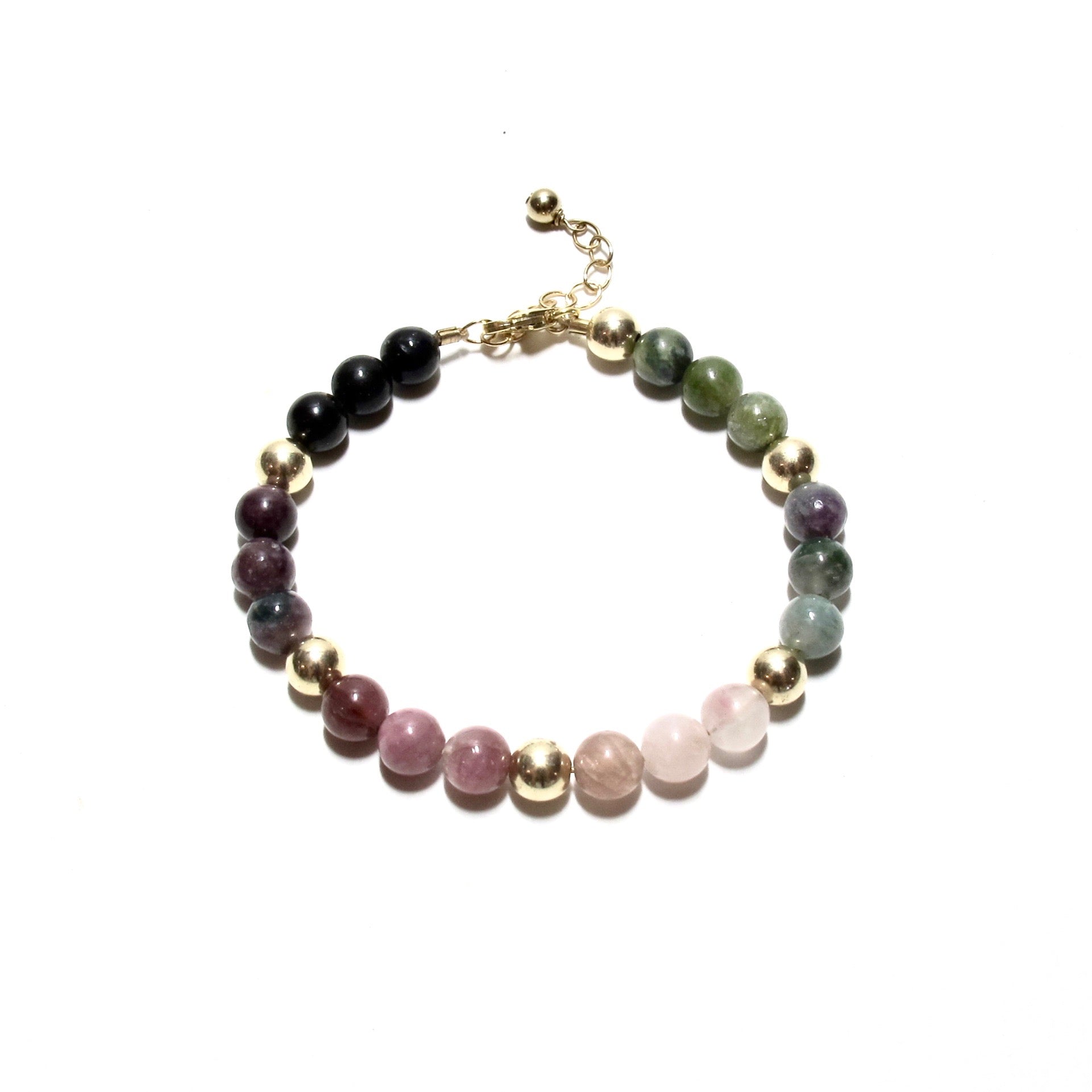 Tourmaline & Gold Bubblegum Bracelet