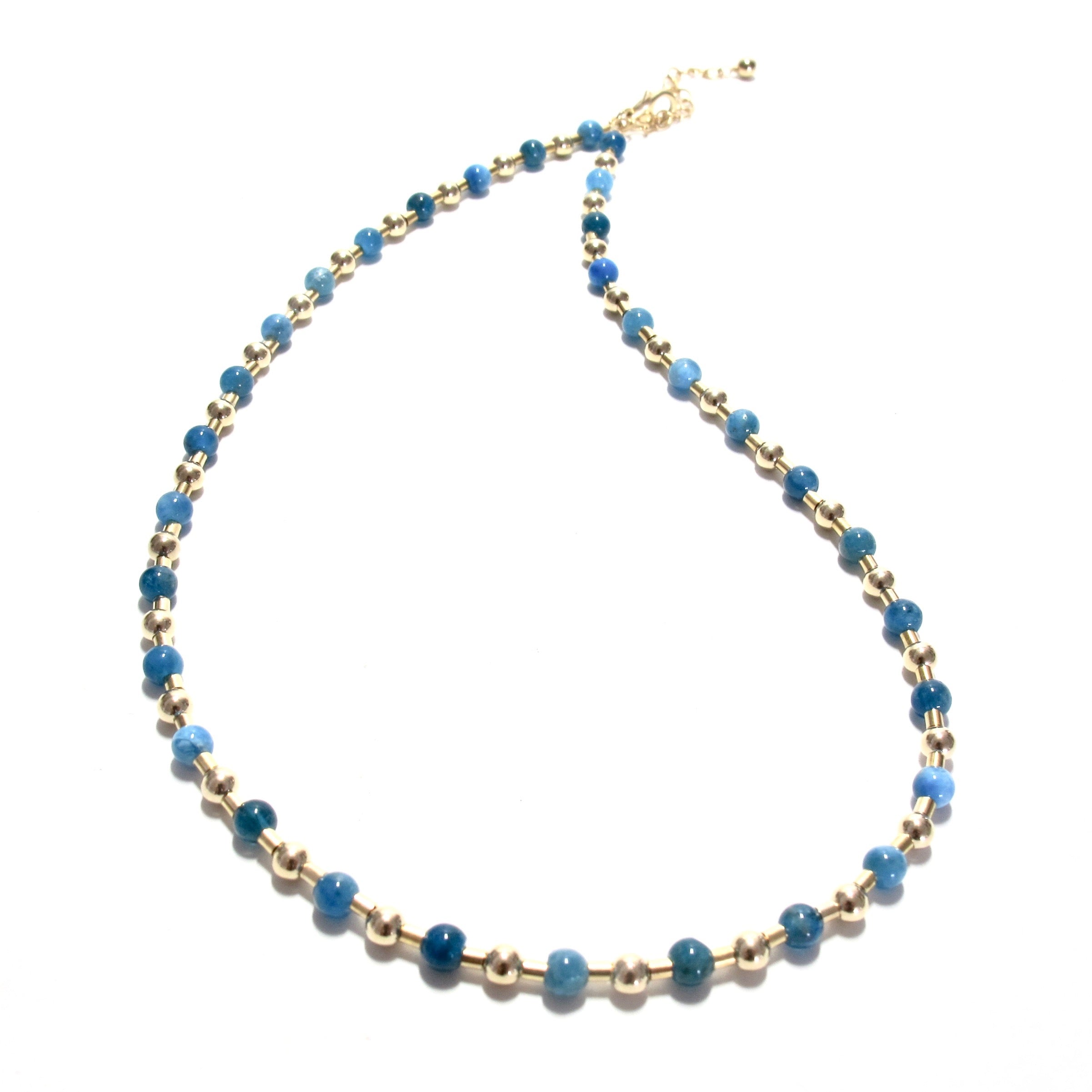 Teal Blue Apatite Bead & Tube Necklace