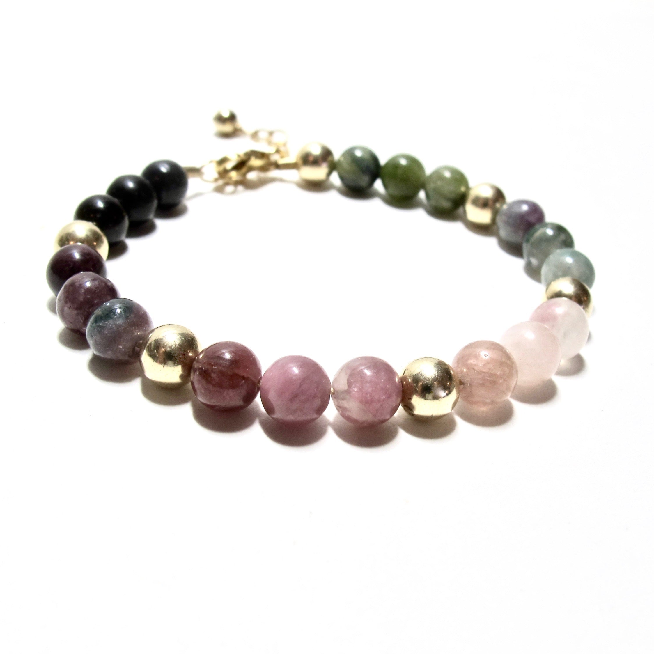 Tourmaline & Gold Bubblegum Bracelet