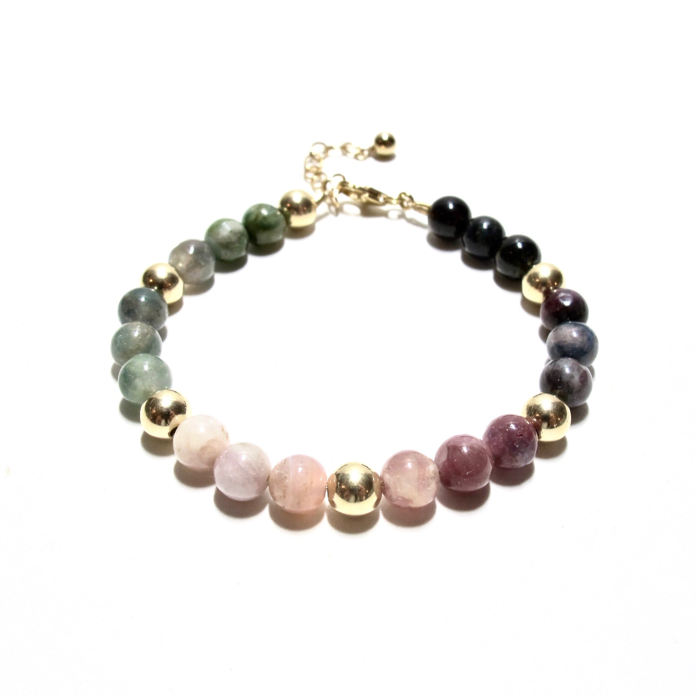 Tourmaline & Gold Bubblegum Bracelet