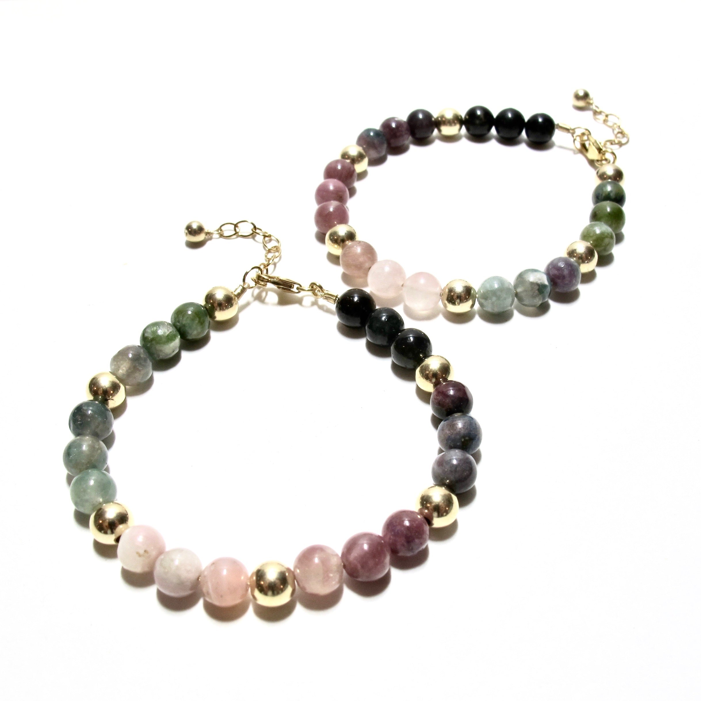 Tourmaline & Gold Bubblegum Bracelet