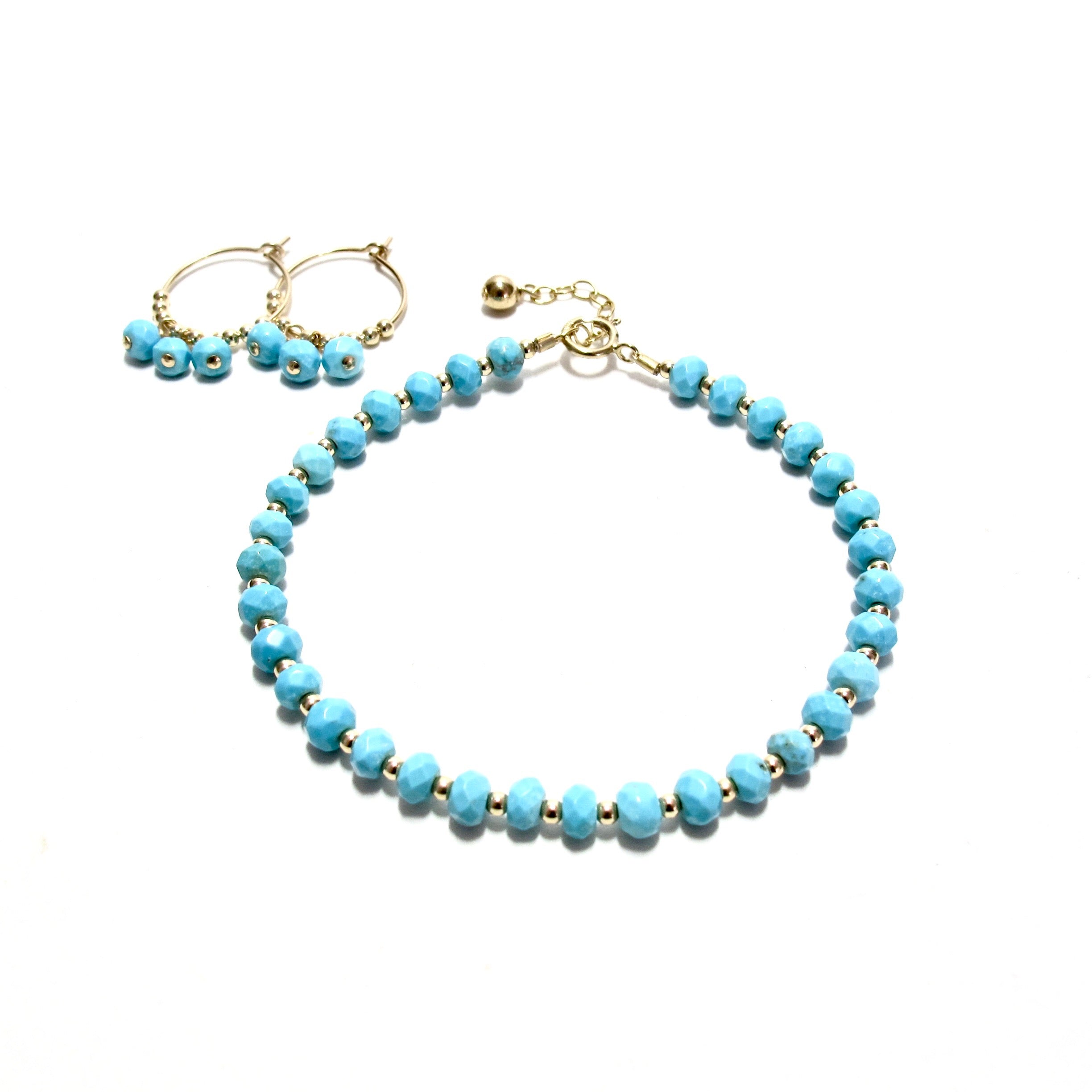Turquoise & gold beads bracelet