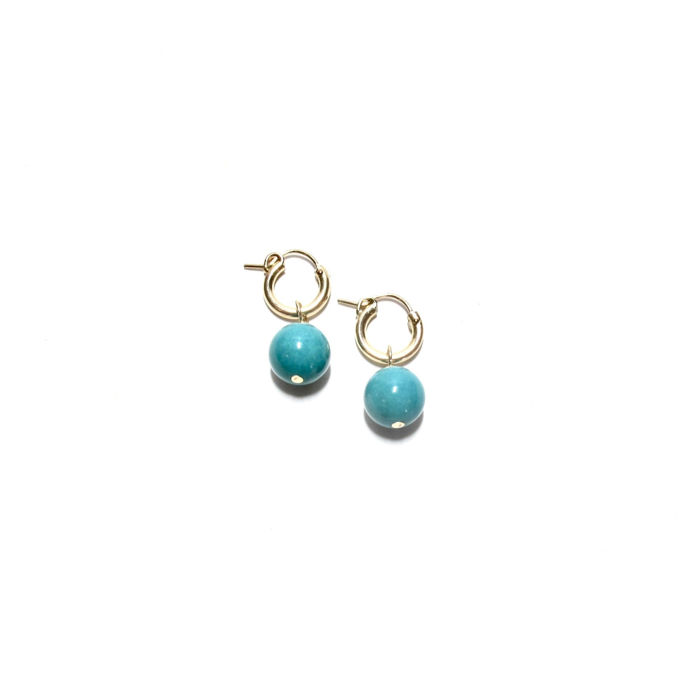 Turquoise Bubblegum Huggie Earrings