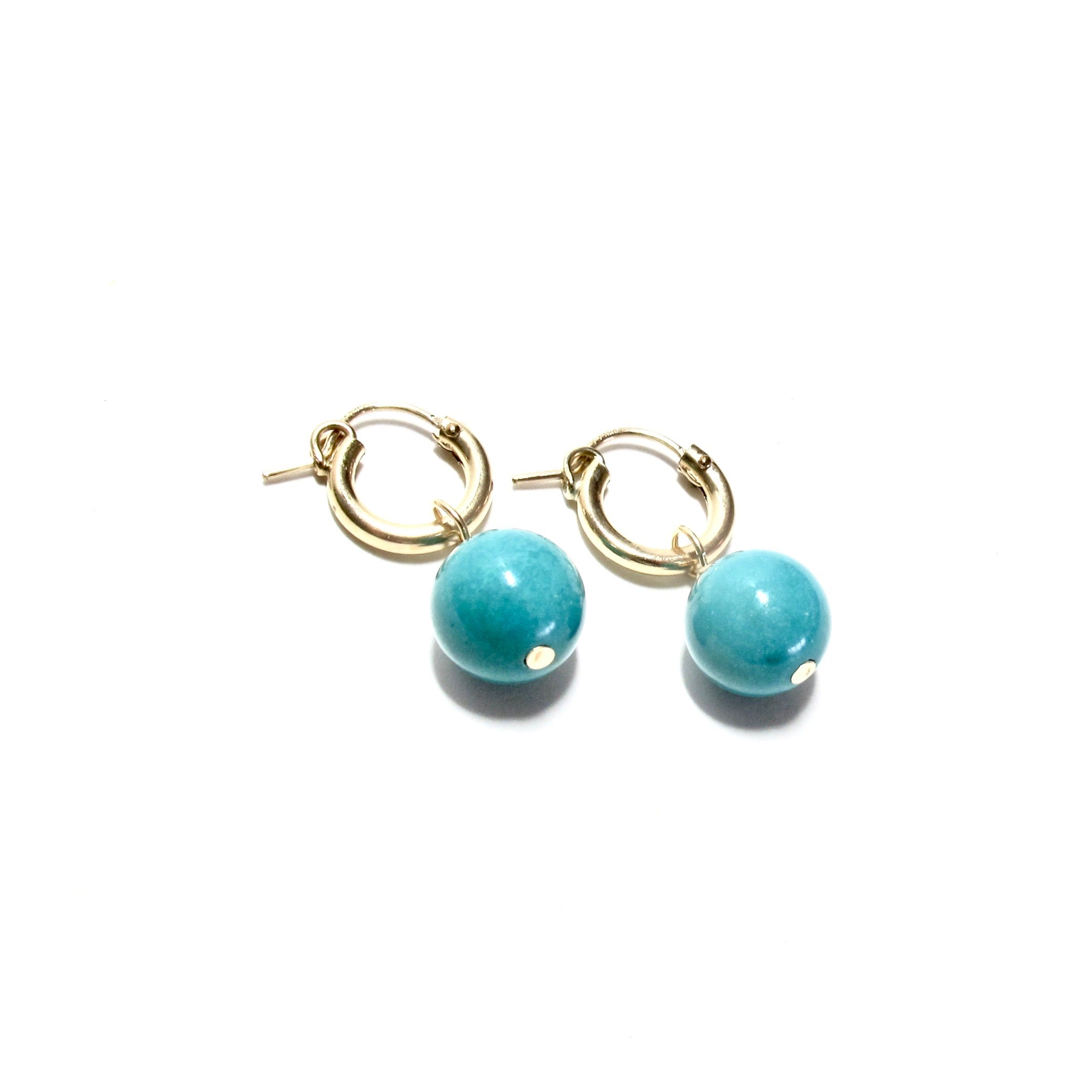 Turquoise Bubblegum Huggie Earrings