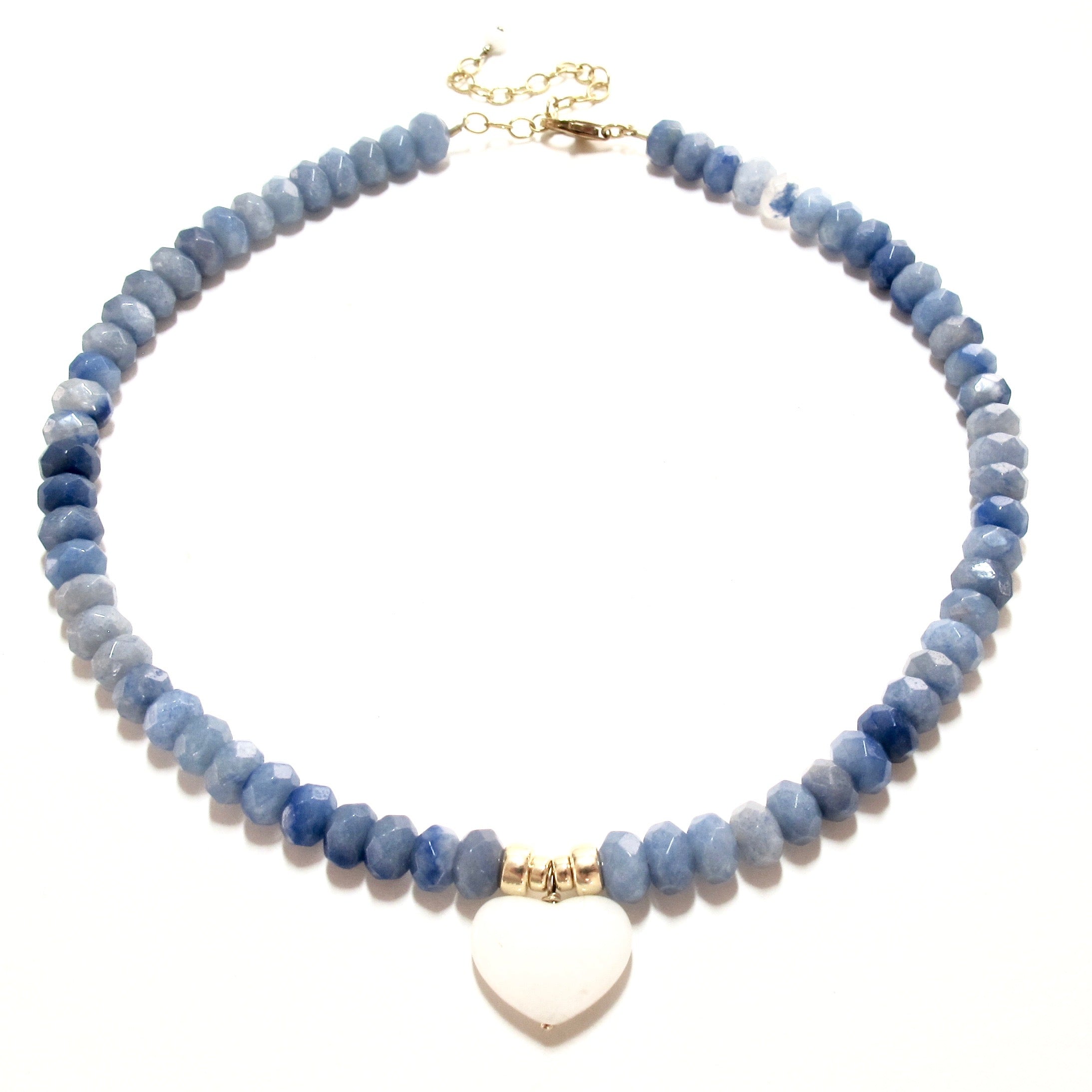 Blue Aventurine and White Agate Heart Necklace