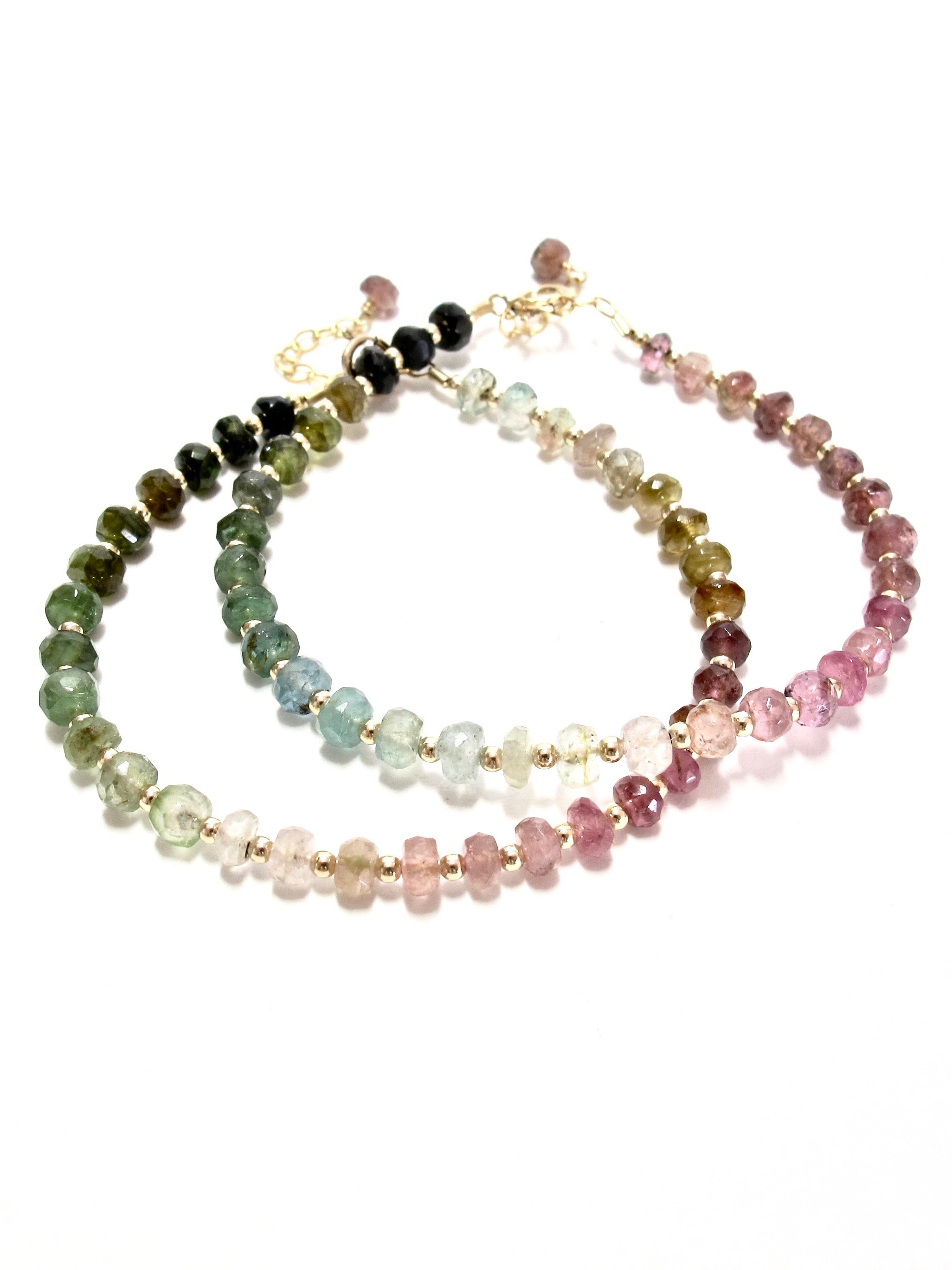 Ombre Tourmaline & Gold Beads Bracelet