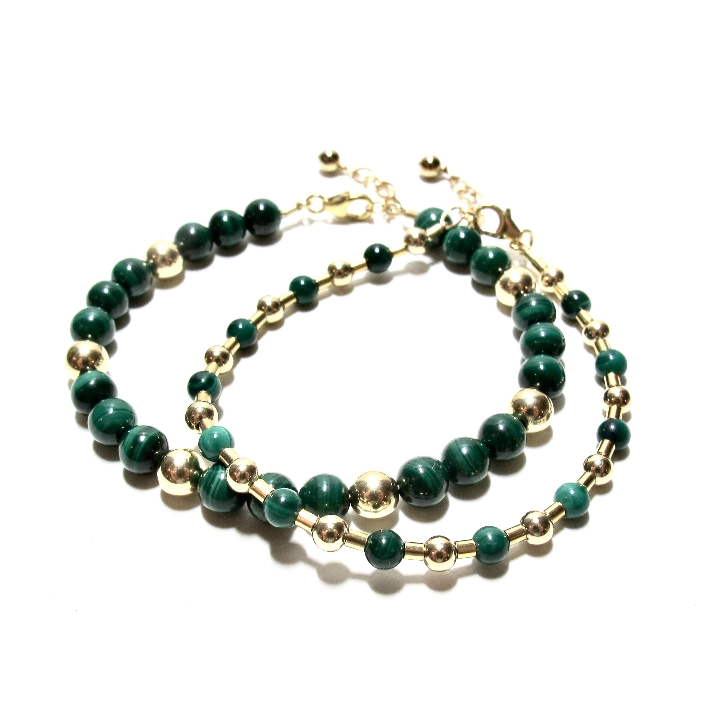 Malachite Bead & Tube Bracelet