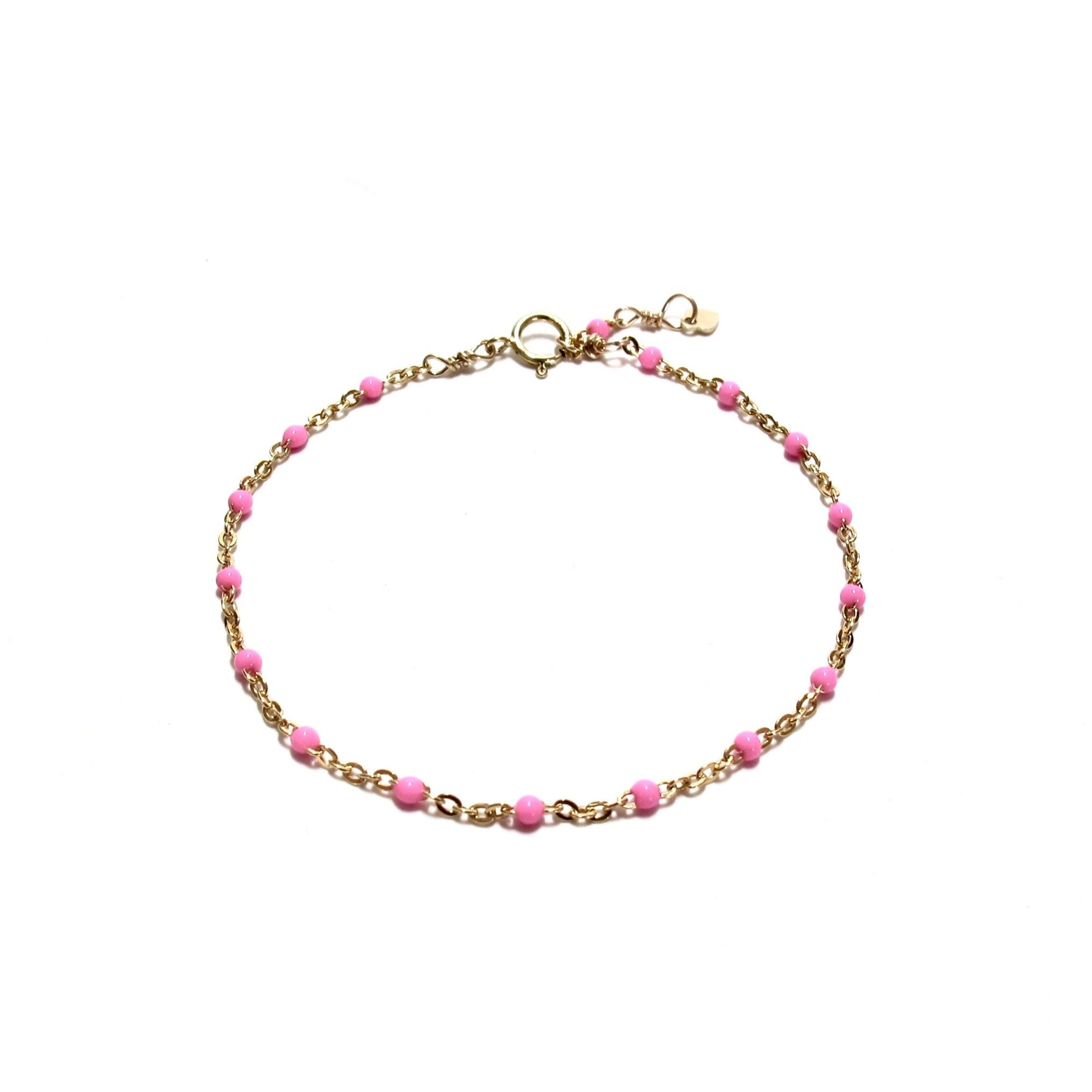 hot pink enamel satellite chain bracelet