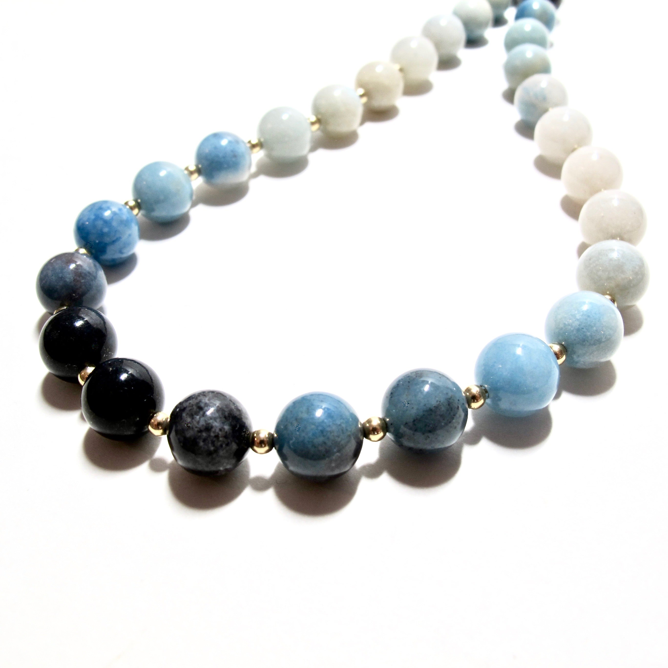 Ombre Trolleite Bubblegum & Gold Beads Necklace (2 Sizes)