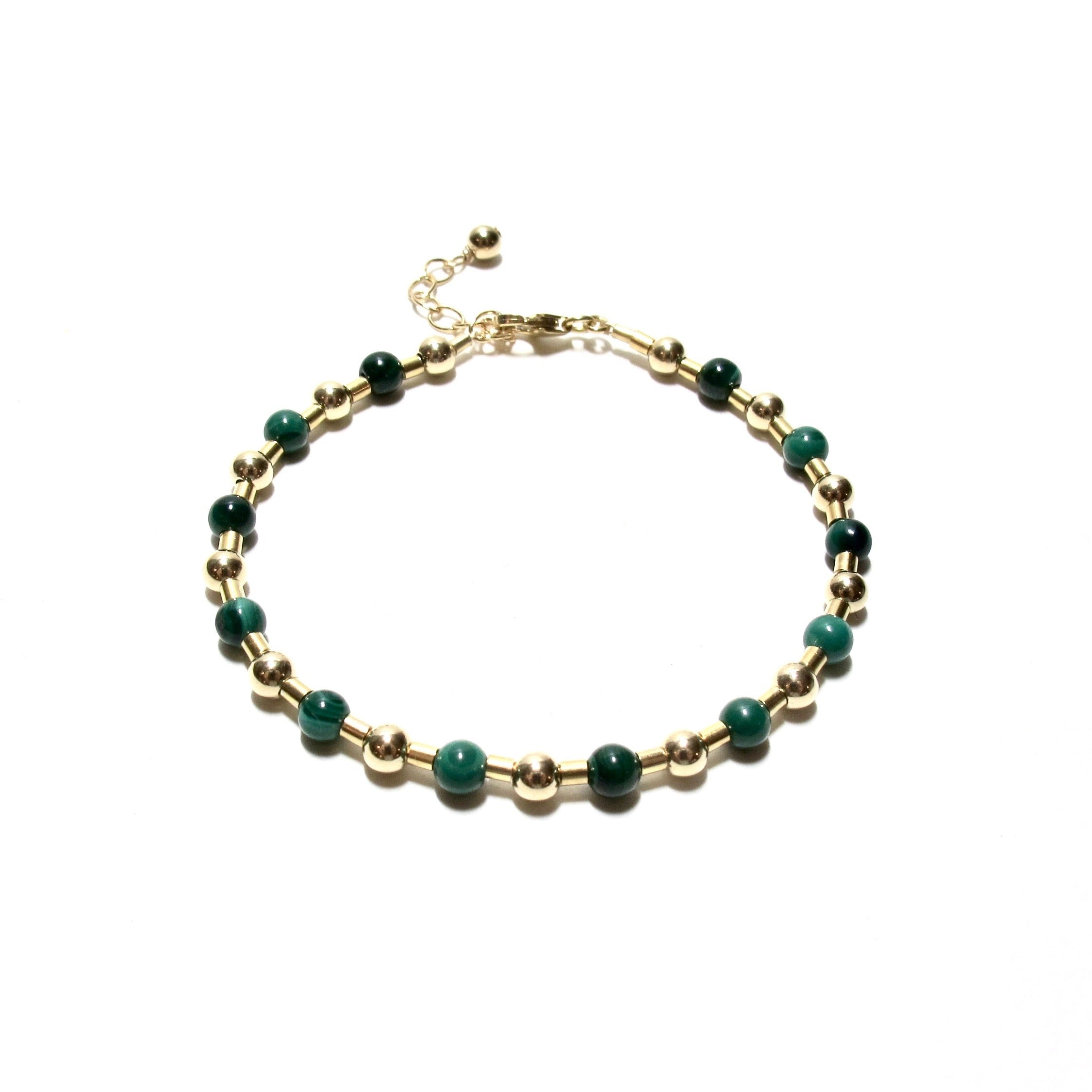 Malachite Bead & Tube Bracelet