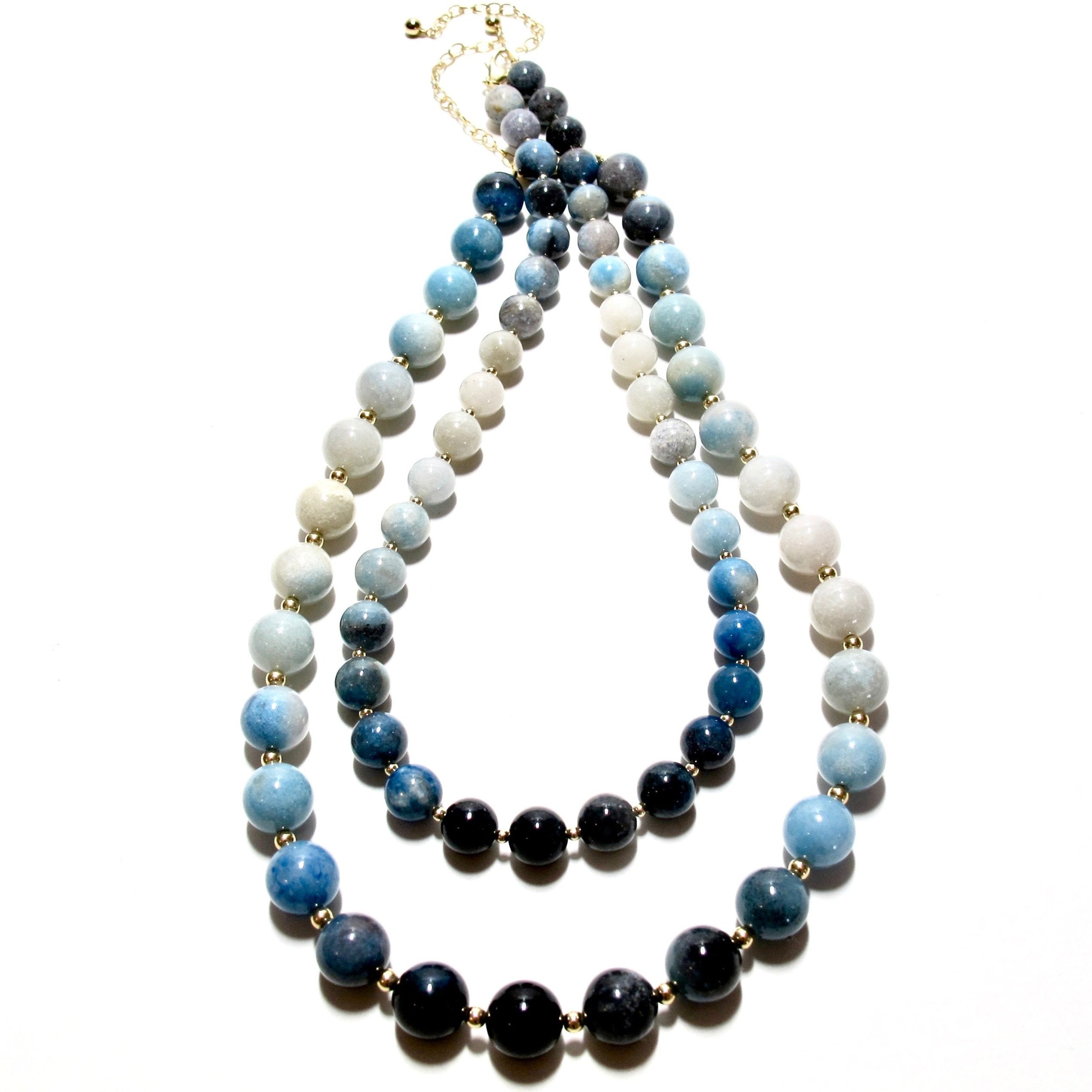 Ombre Trolleite Bubblegum & Gold Beads Necklace (2 Sizes)