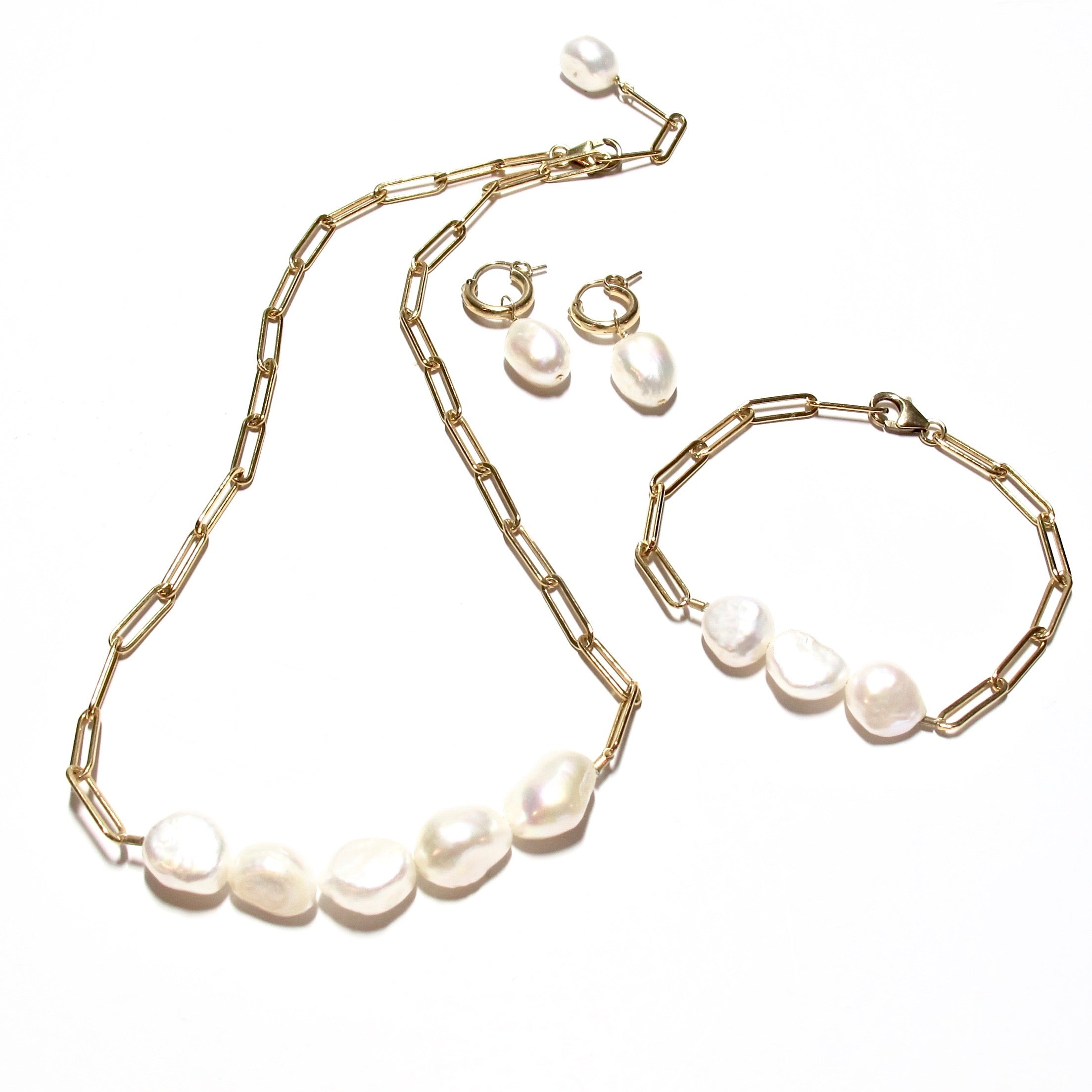 Baroque Pearl Hoops