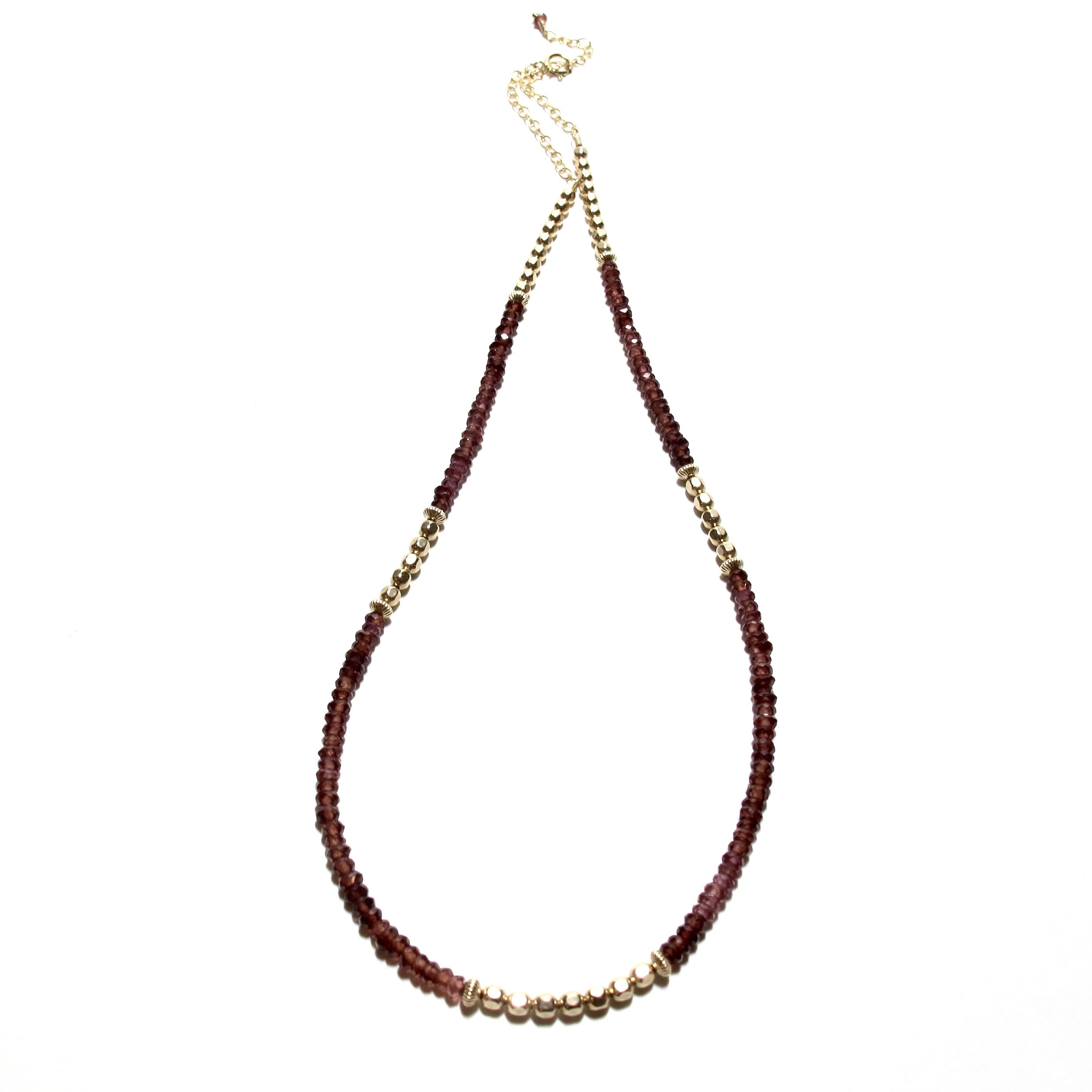 Garnet & Gold Beads Gemstone Necklace