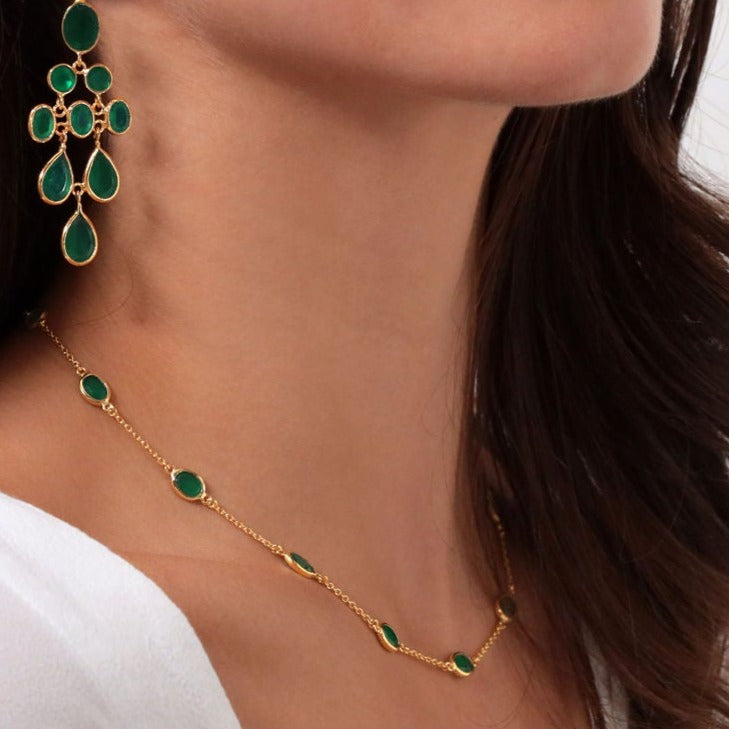 Marilyn Necklace in Gold with Green Onyx