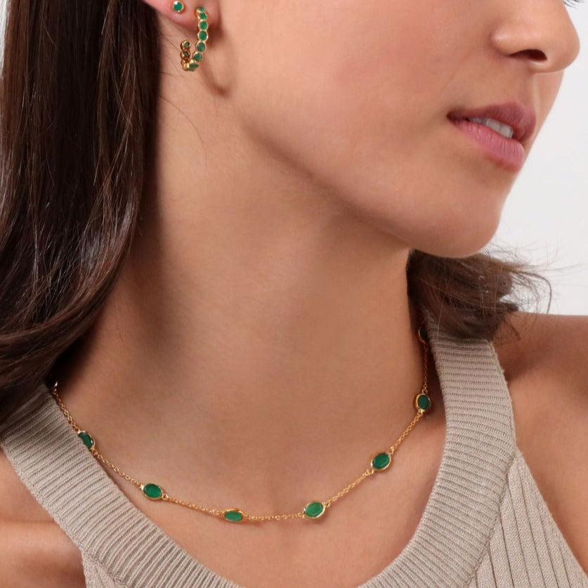 Marilyn Necklace in Gold with Green Onyx