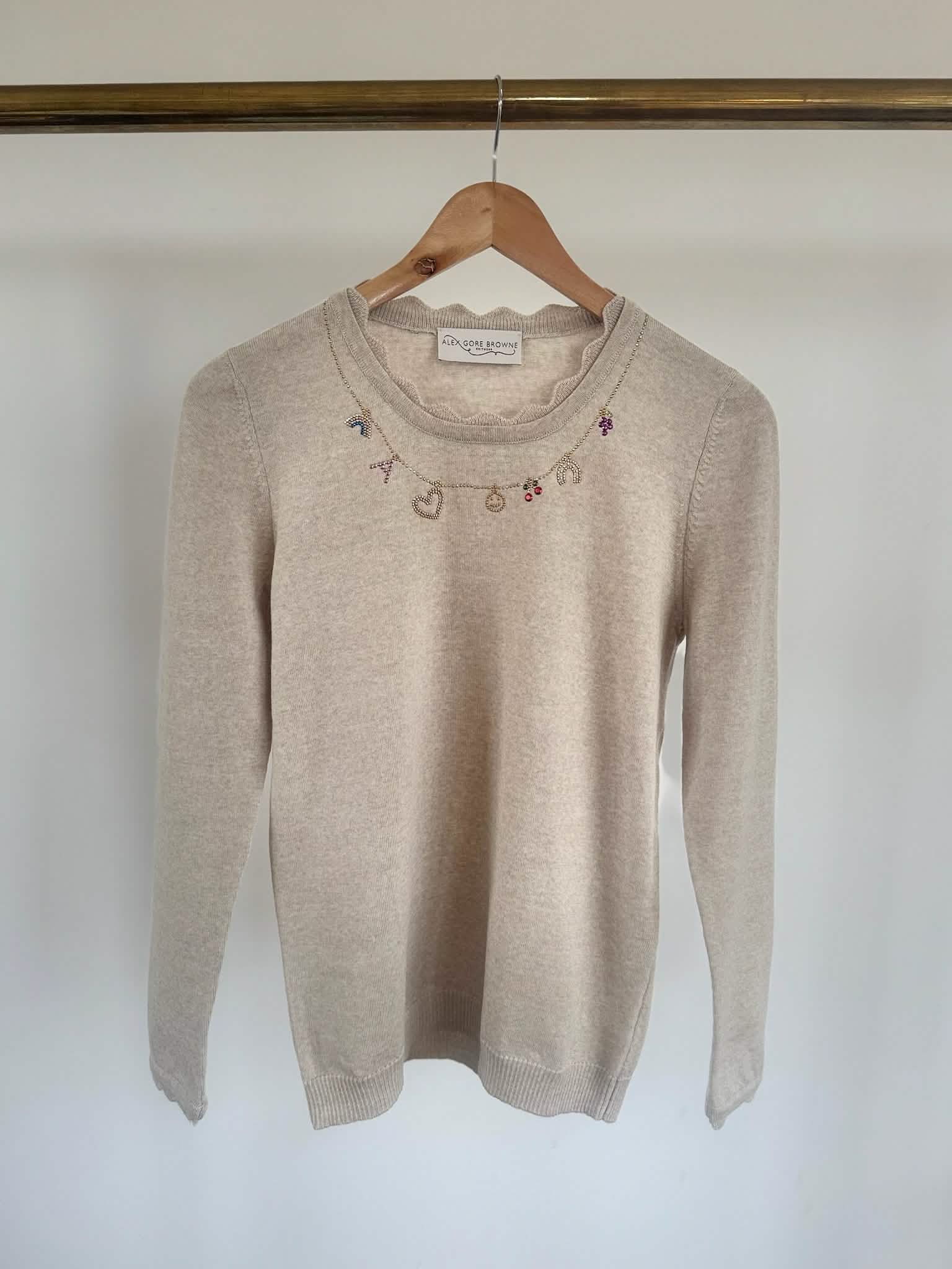 Charm Necklace Sweater - Biscuit Beige