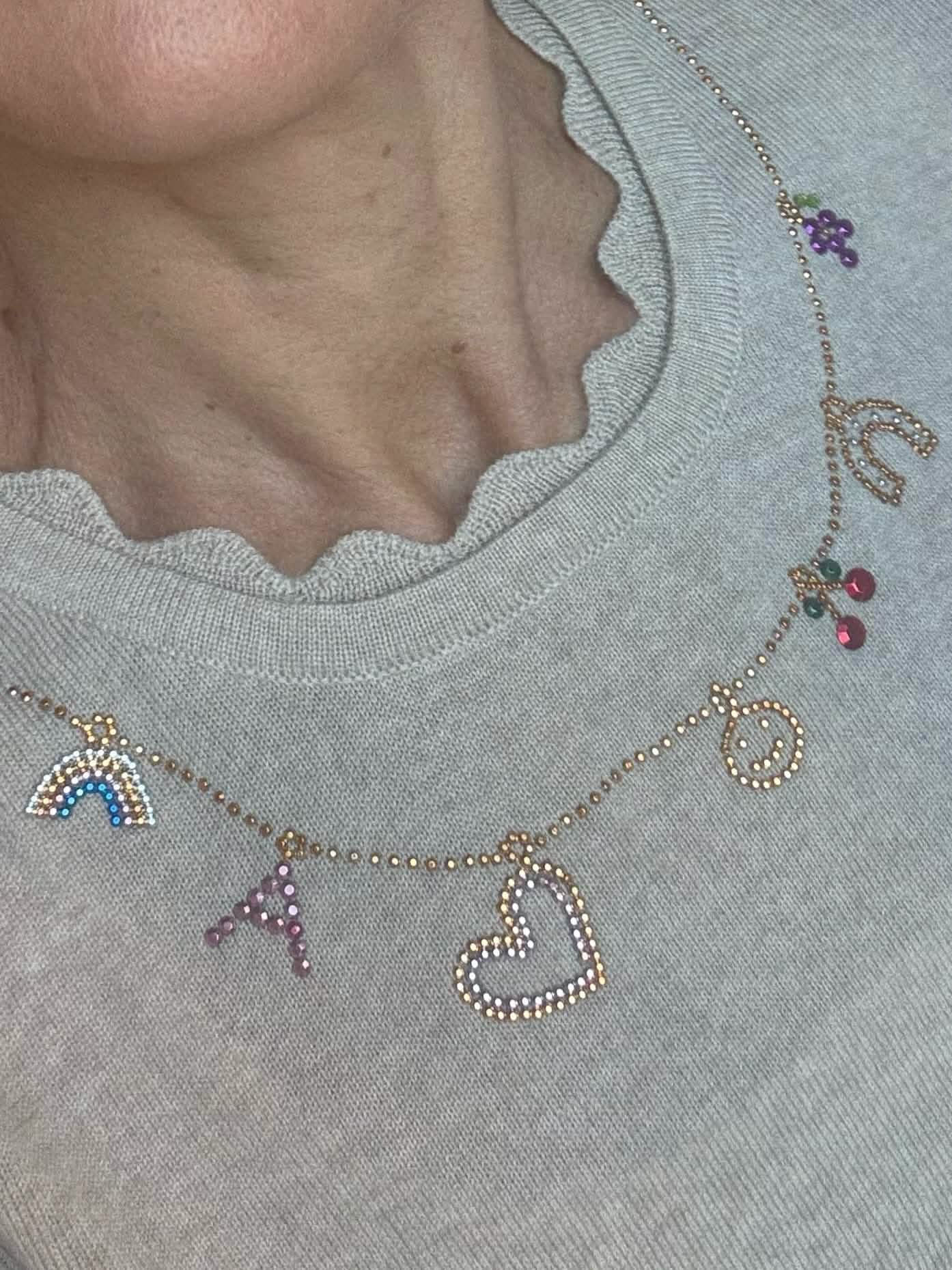 Charm Necklace Sweater - Biscuit Beige