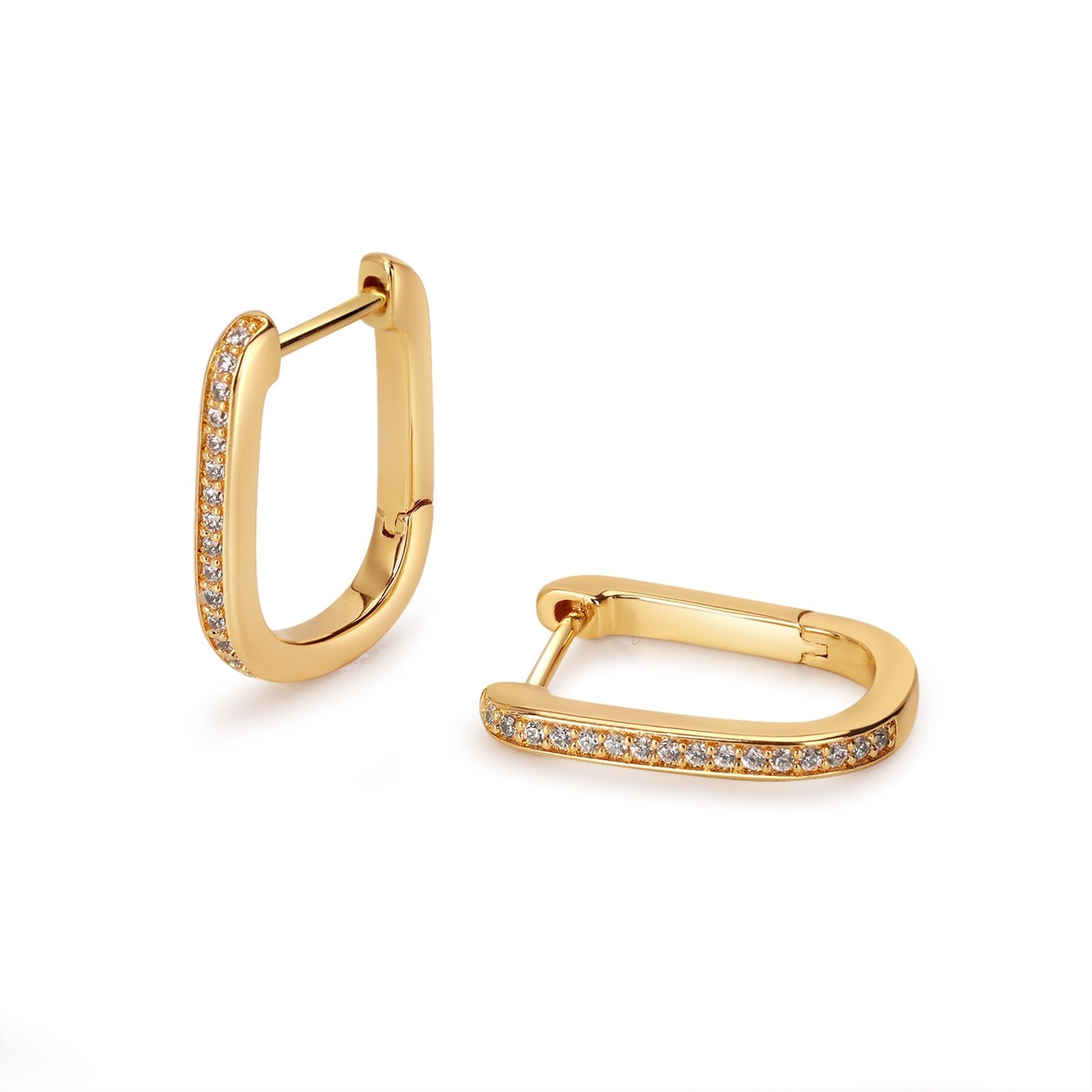 Oval Crystal Hoops in Gold