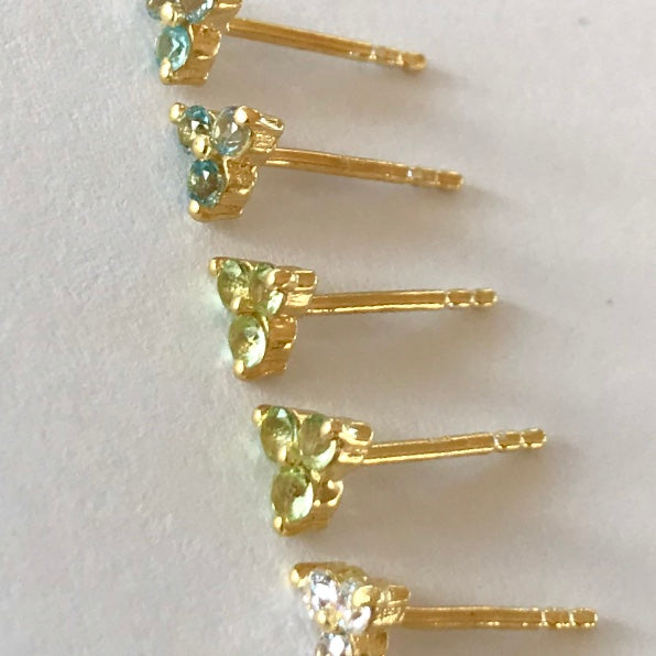 Clover Stud in Gold with Blue Topaz