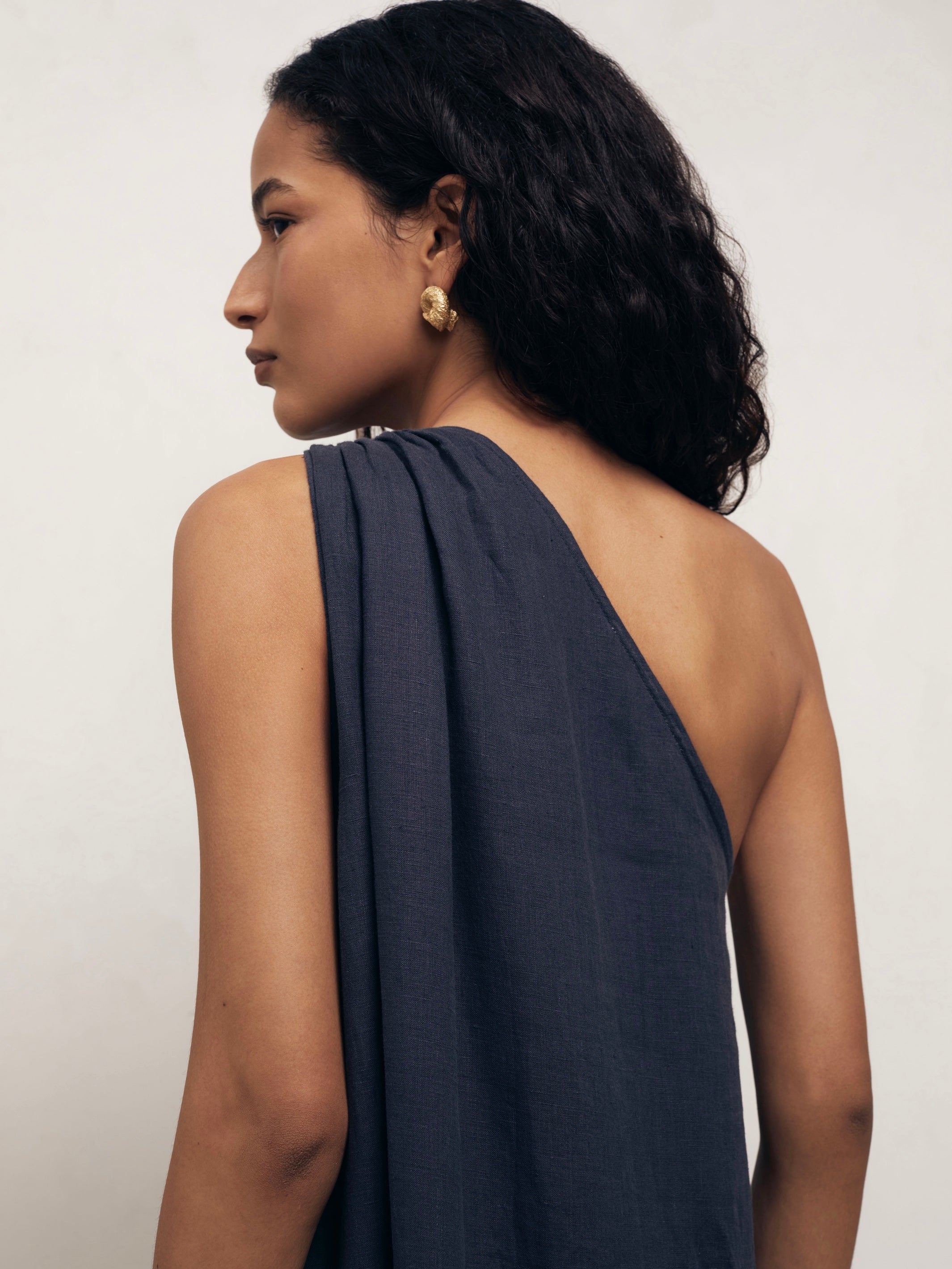 Joan - Midnight Linen Dress