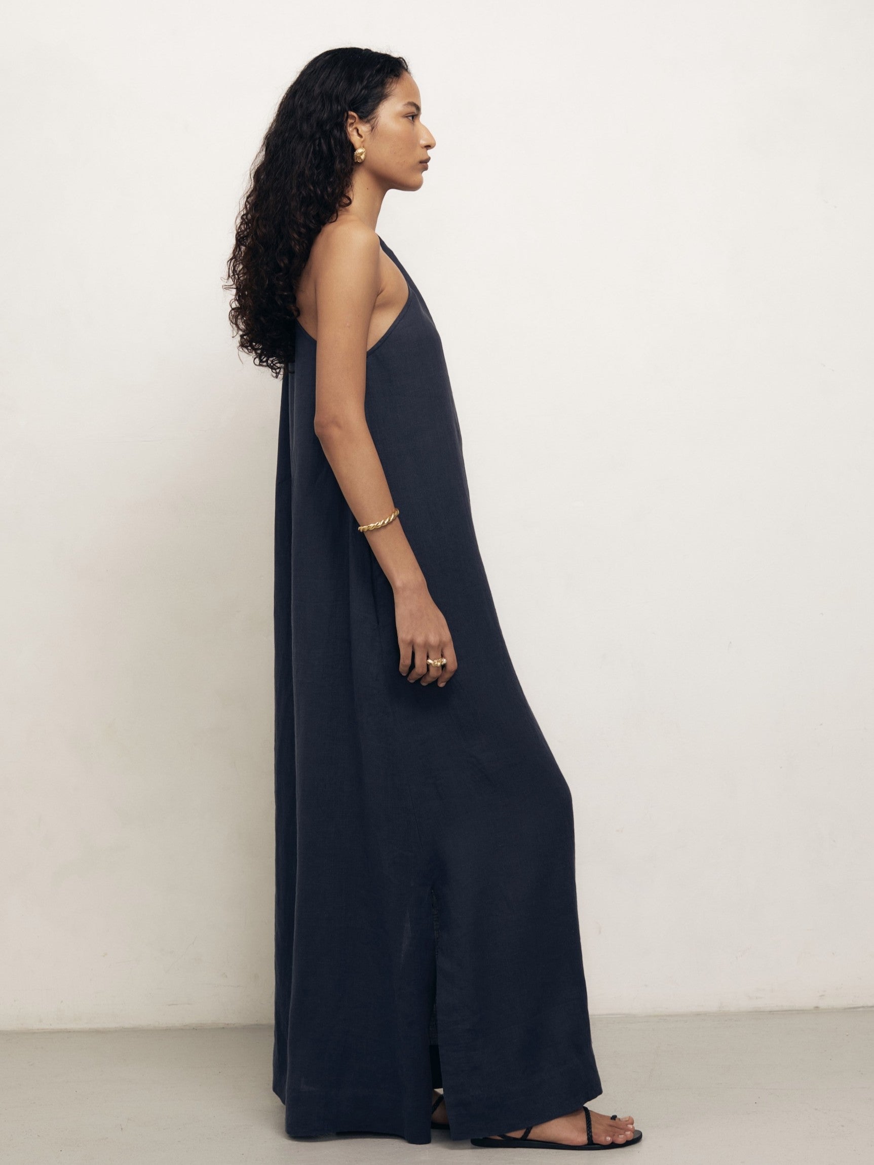 Joan - Midnight Linen Dress