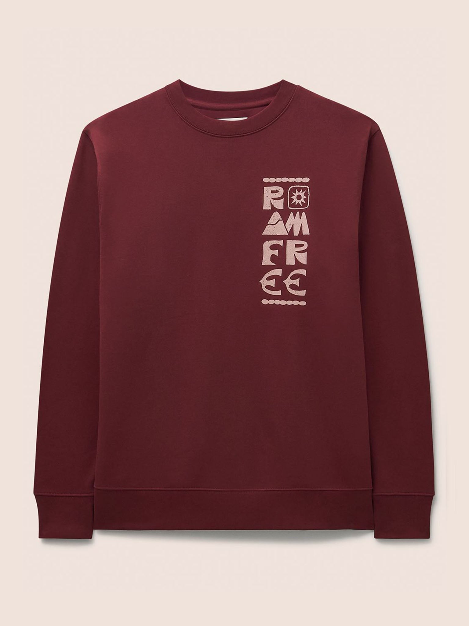 Milford Organic Cotton Roam Free Graphic Sweatshirt in Burgundy