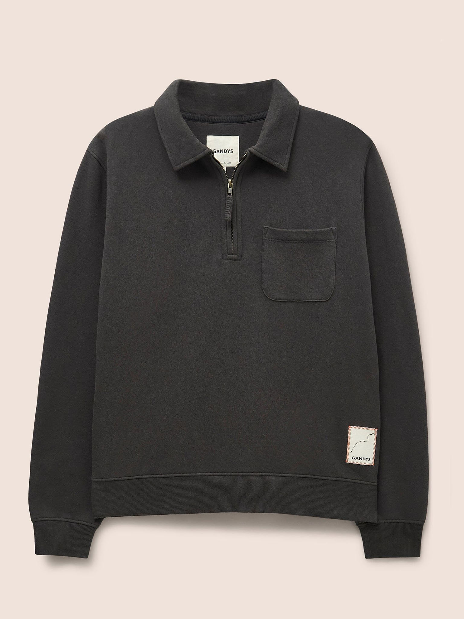 Java Organic Cotton 1/4 Zip Sweater in Charcoal