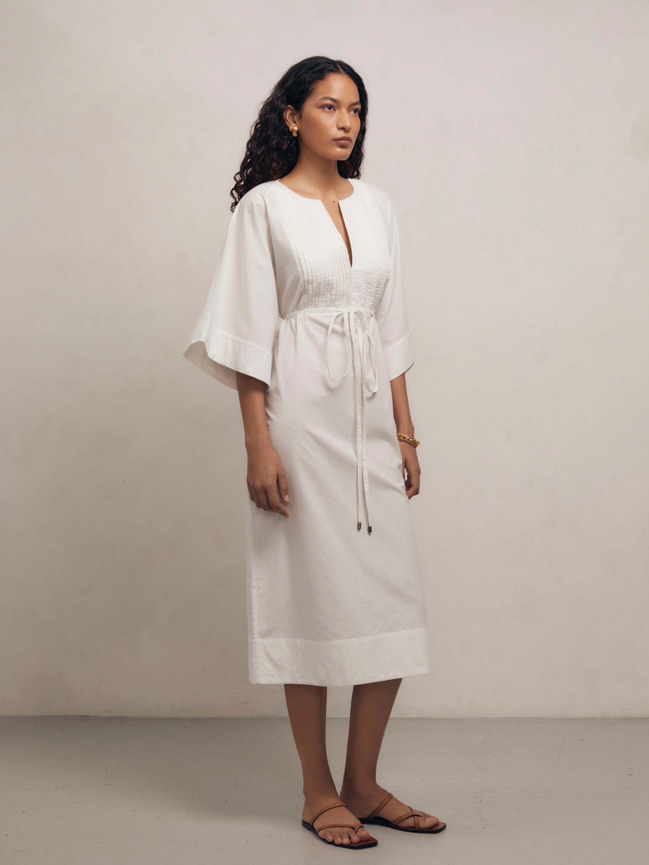 Kaftan - White Dot Cotton Dress