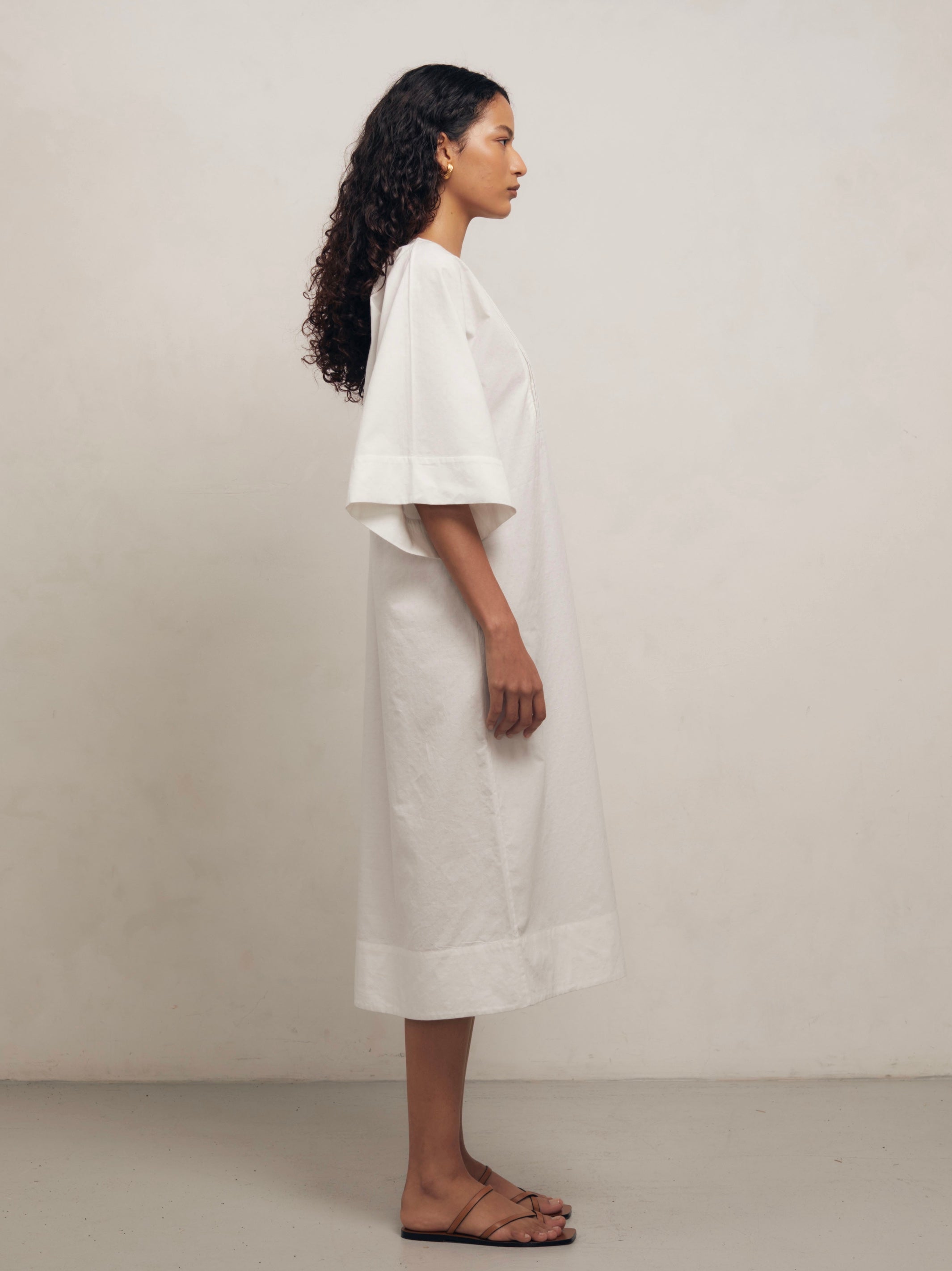 Kaftan - White Dot Cotton Dress
