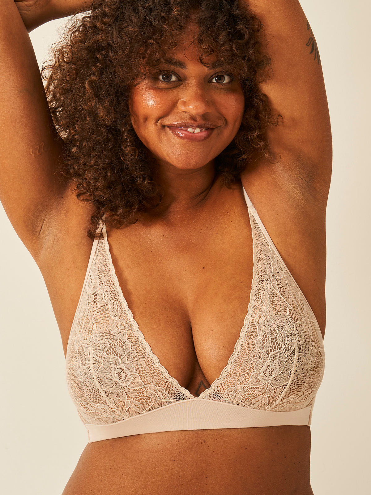 Eco Lace Triangle Bra - Sand