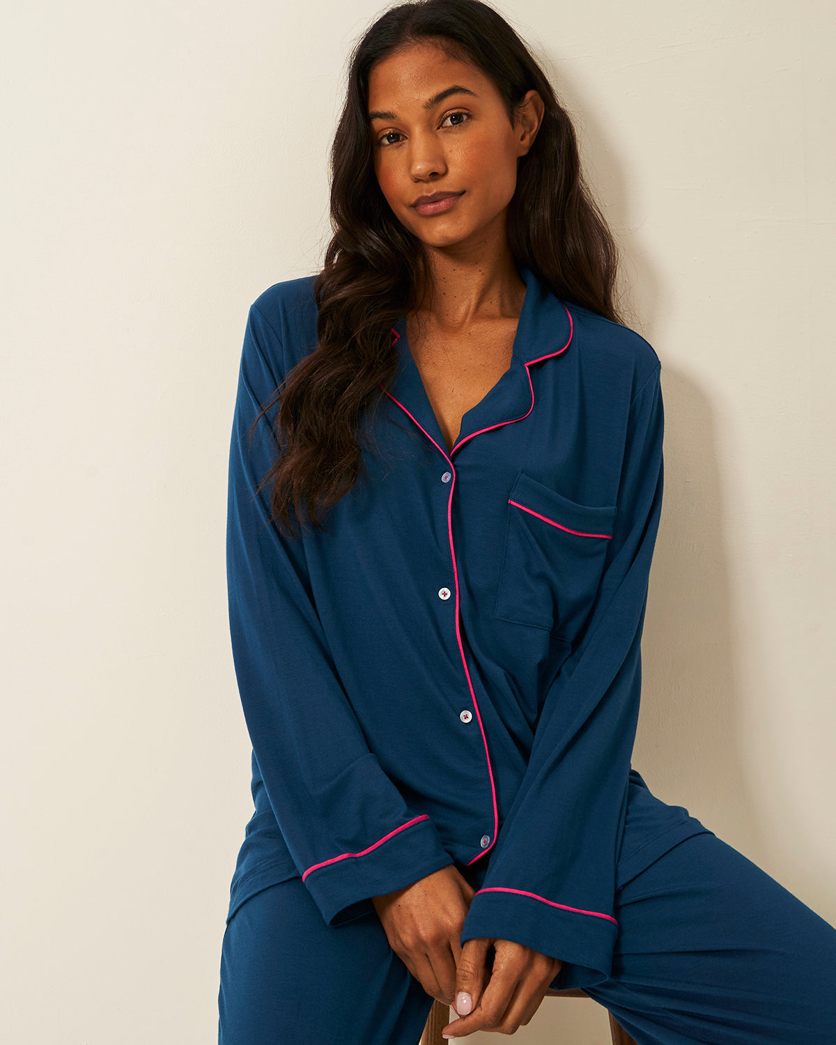 Long Pyjama Set - Midnight and Raspberry