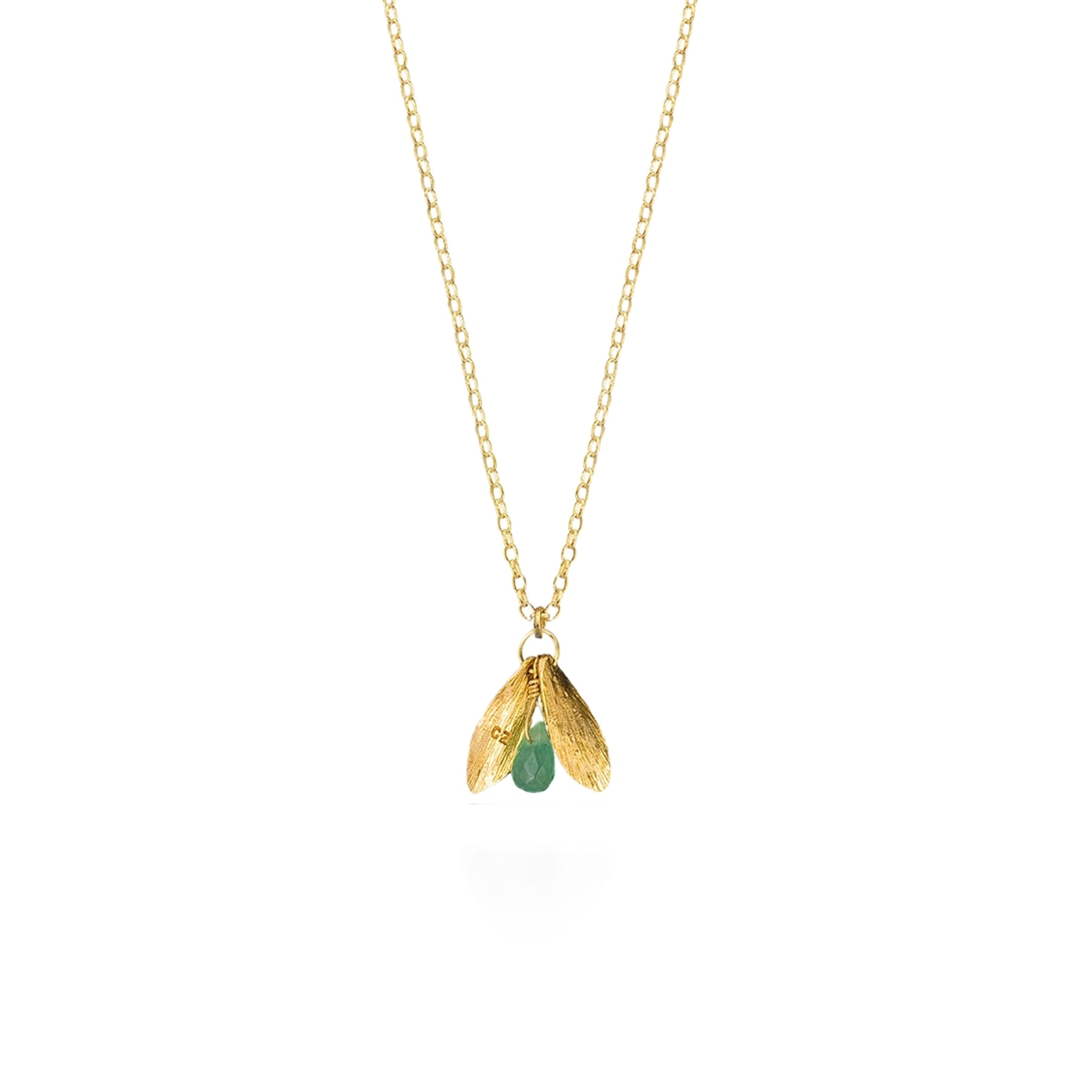 Gold Lucky Leaf Drop Pendant