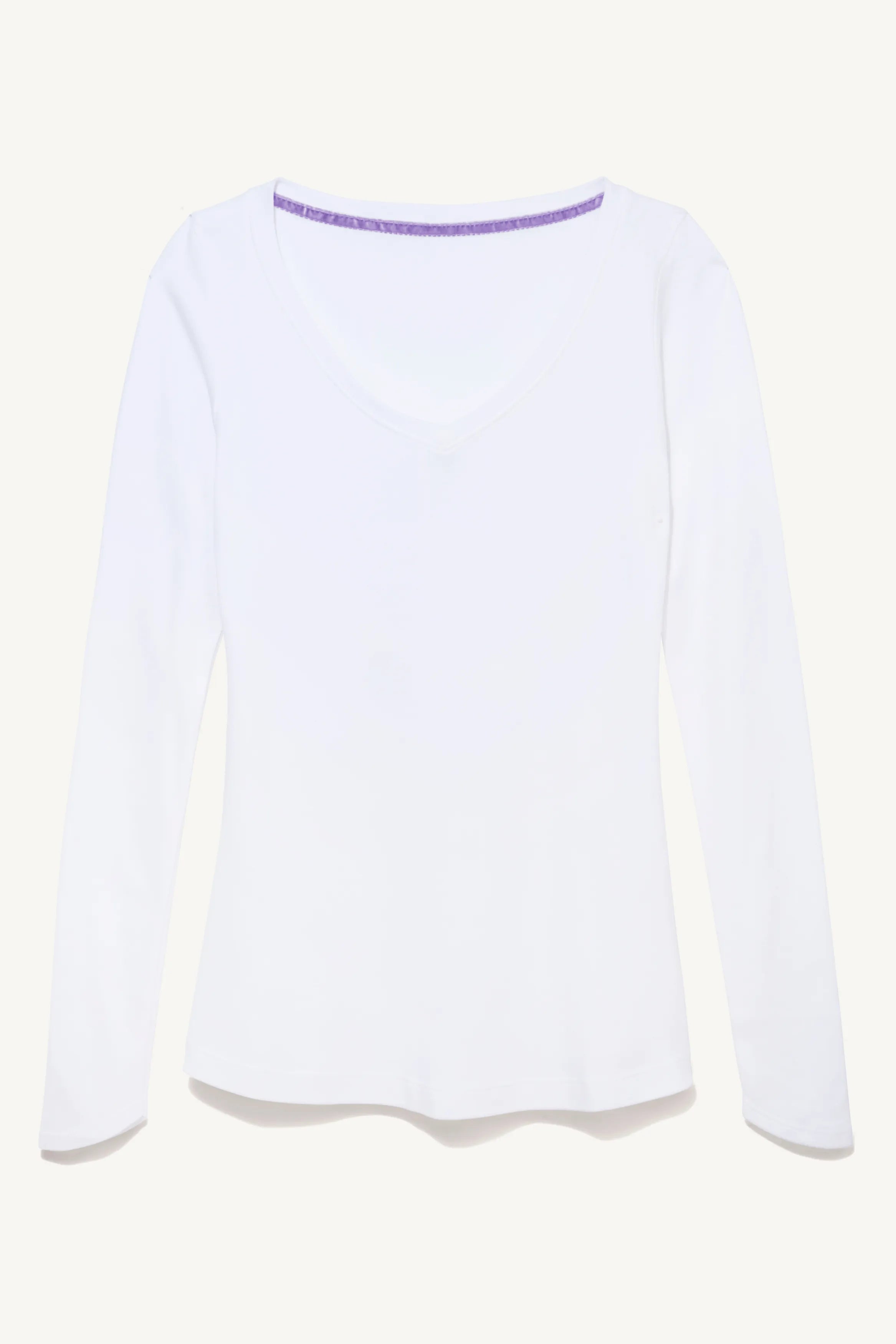 Long Sleeve v Neck Cotton Modal Blend T-Shirt