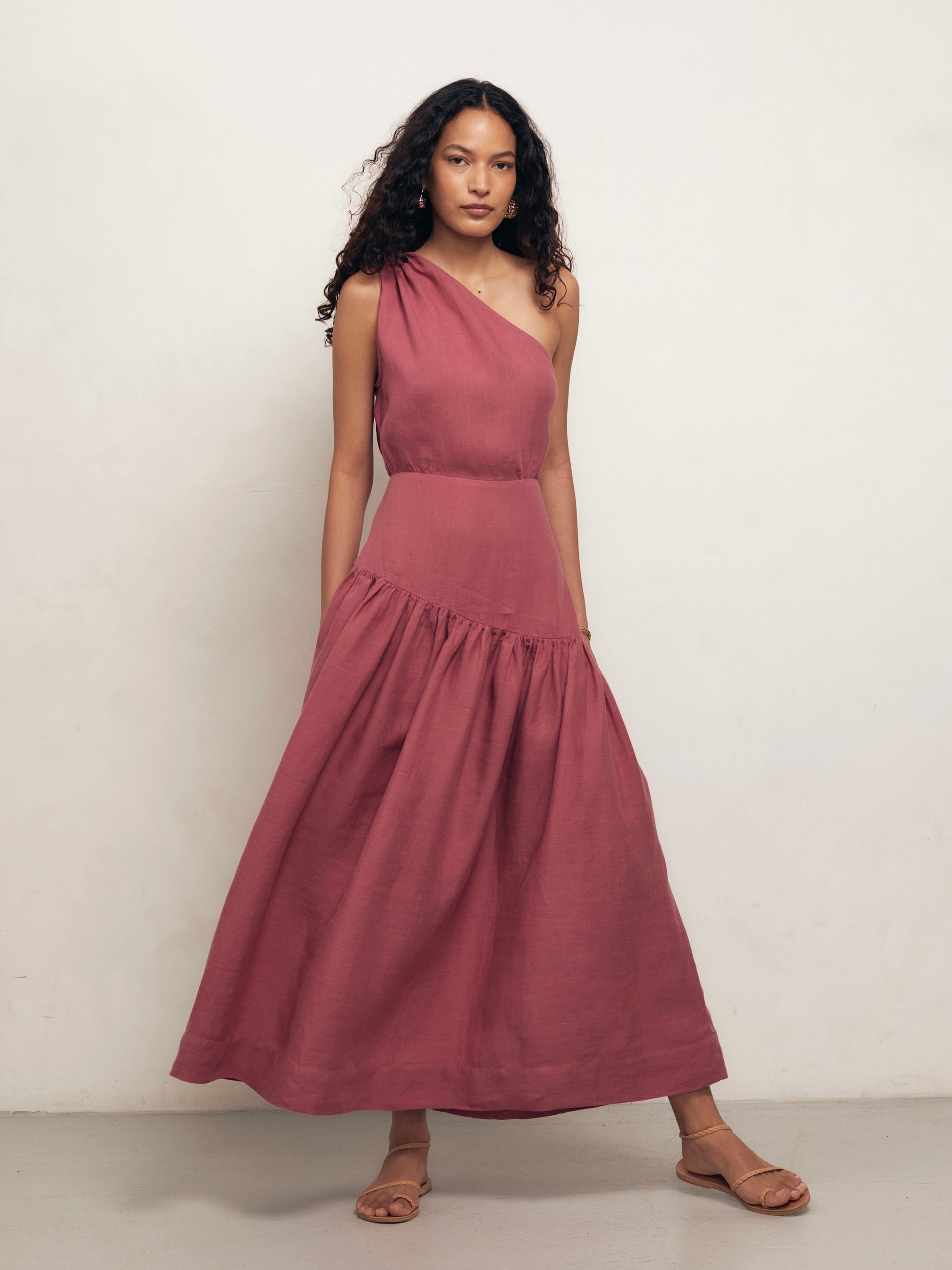 MARIAM - Raspberry Linen Dress