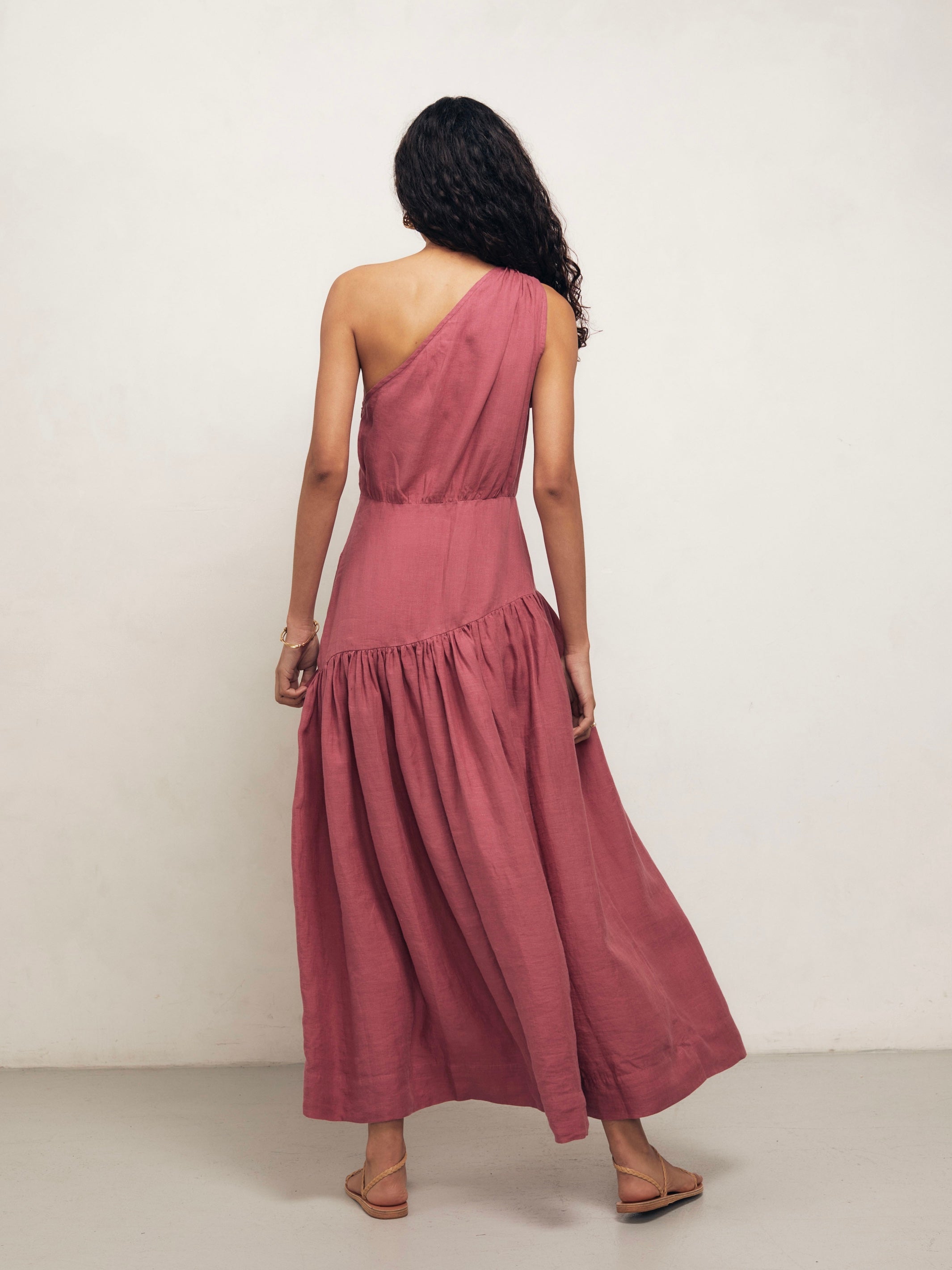 MARIAM - Raspberry Linen Dress