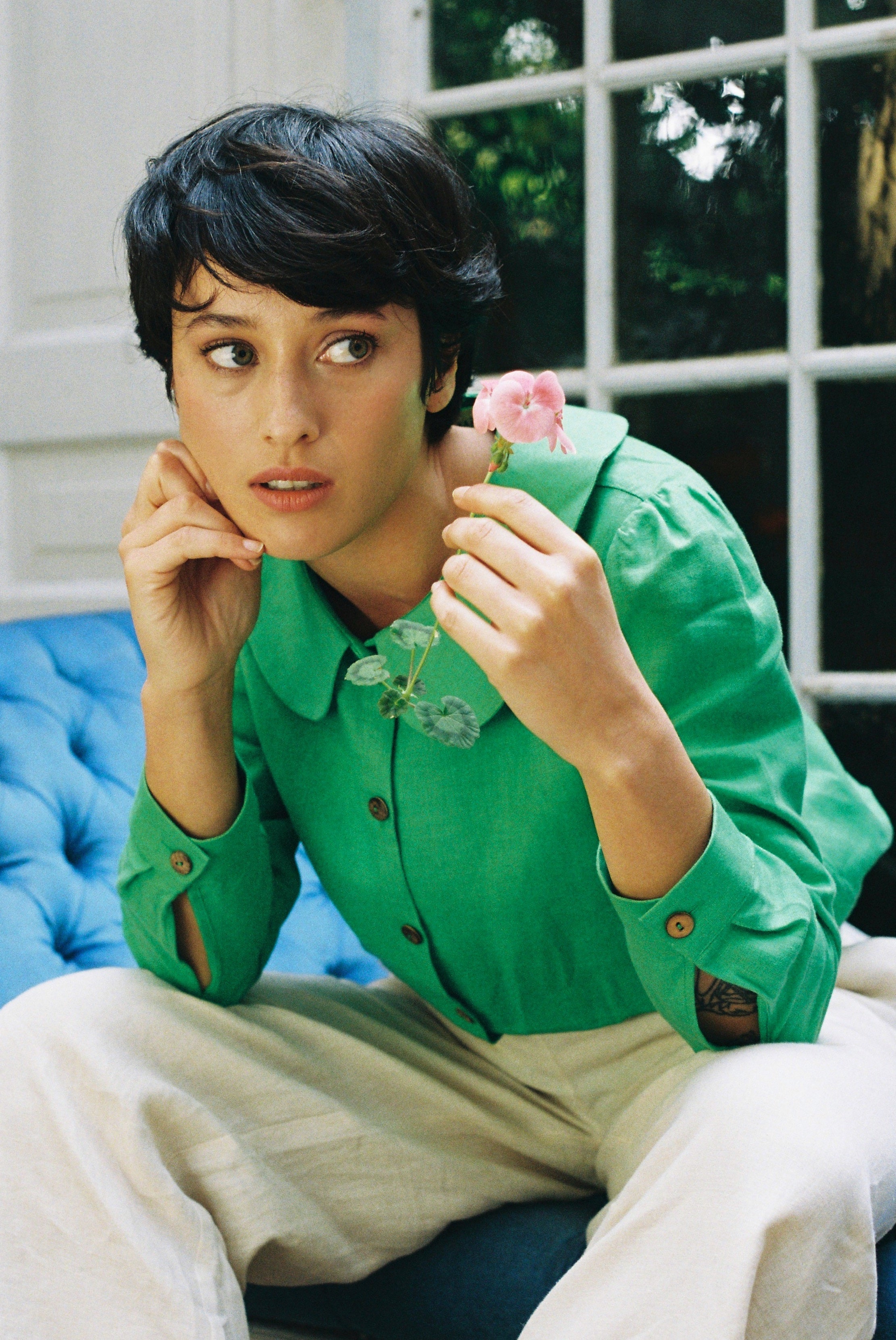 Claudine Linen Blouse - Jade