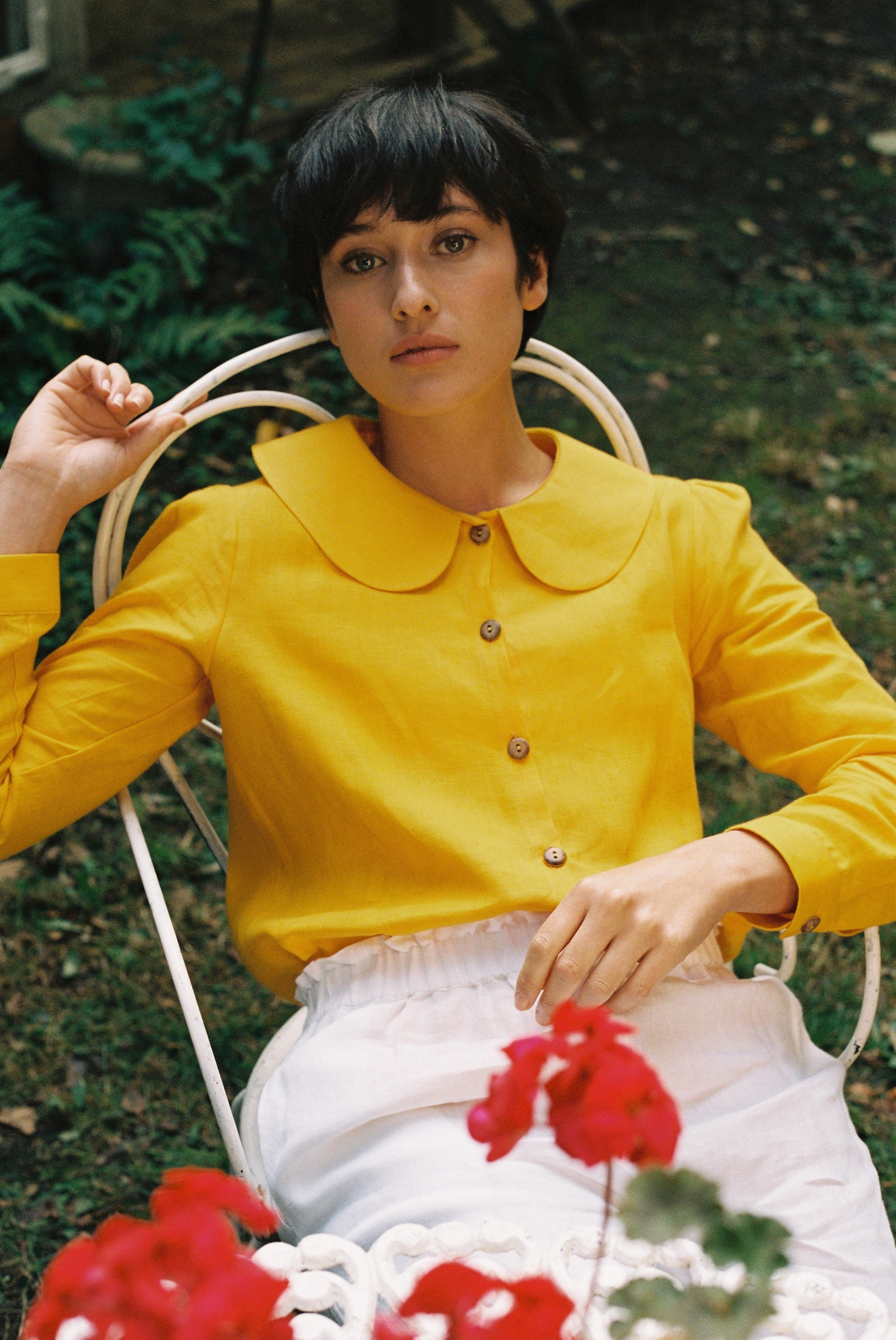 Claudine Linen Blouse - Marigold