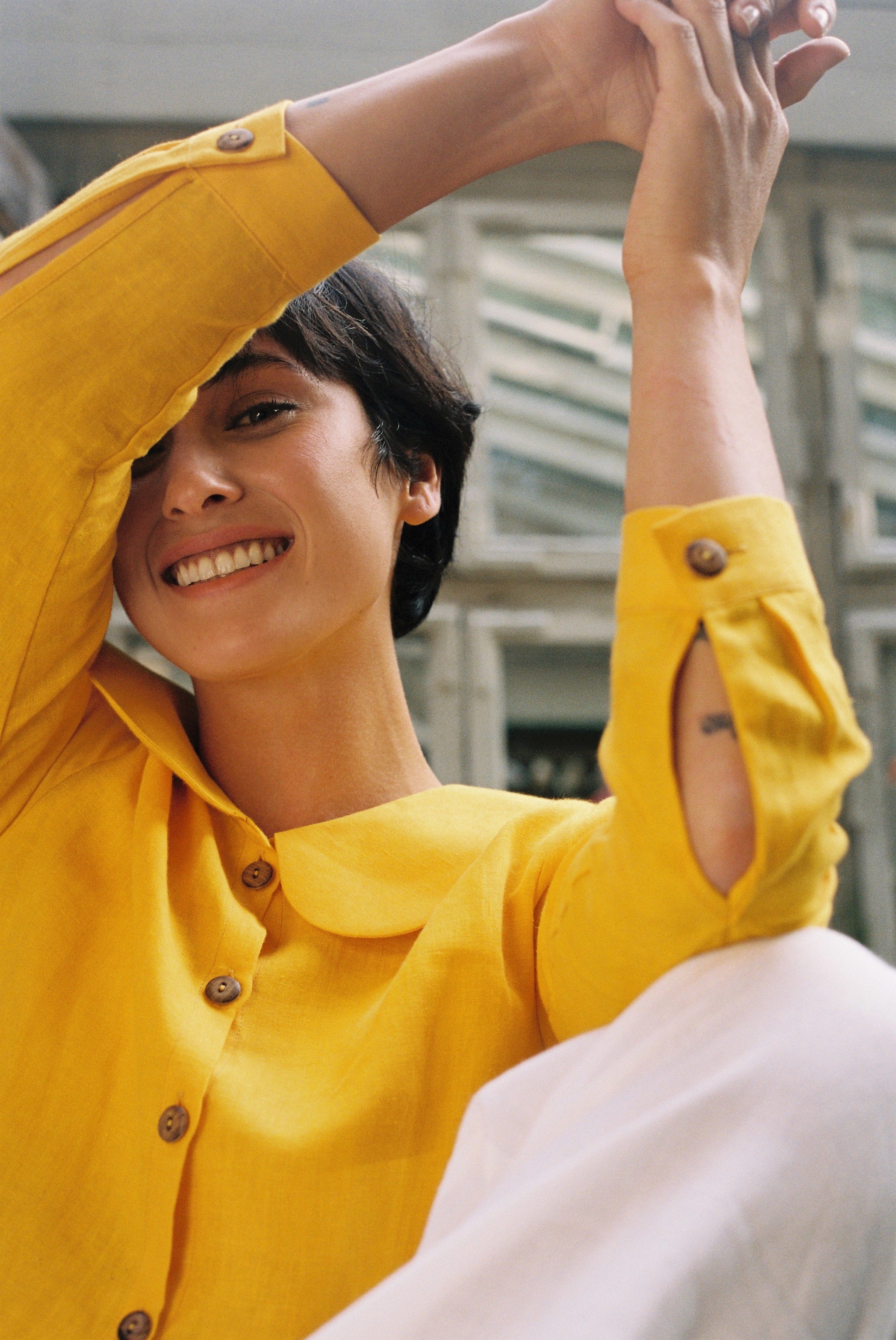 Claudine Linen Blouse - Marigold