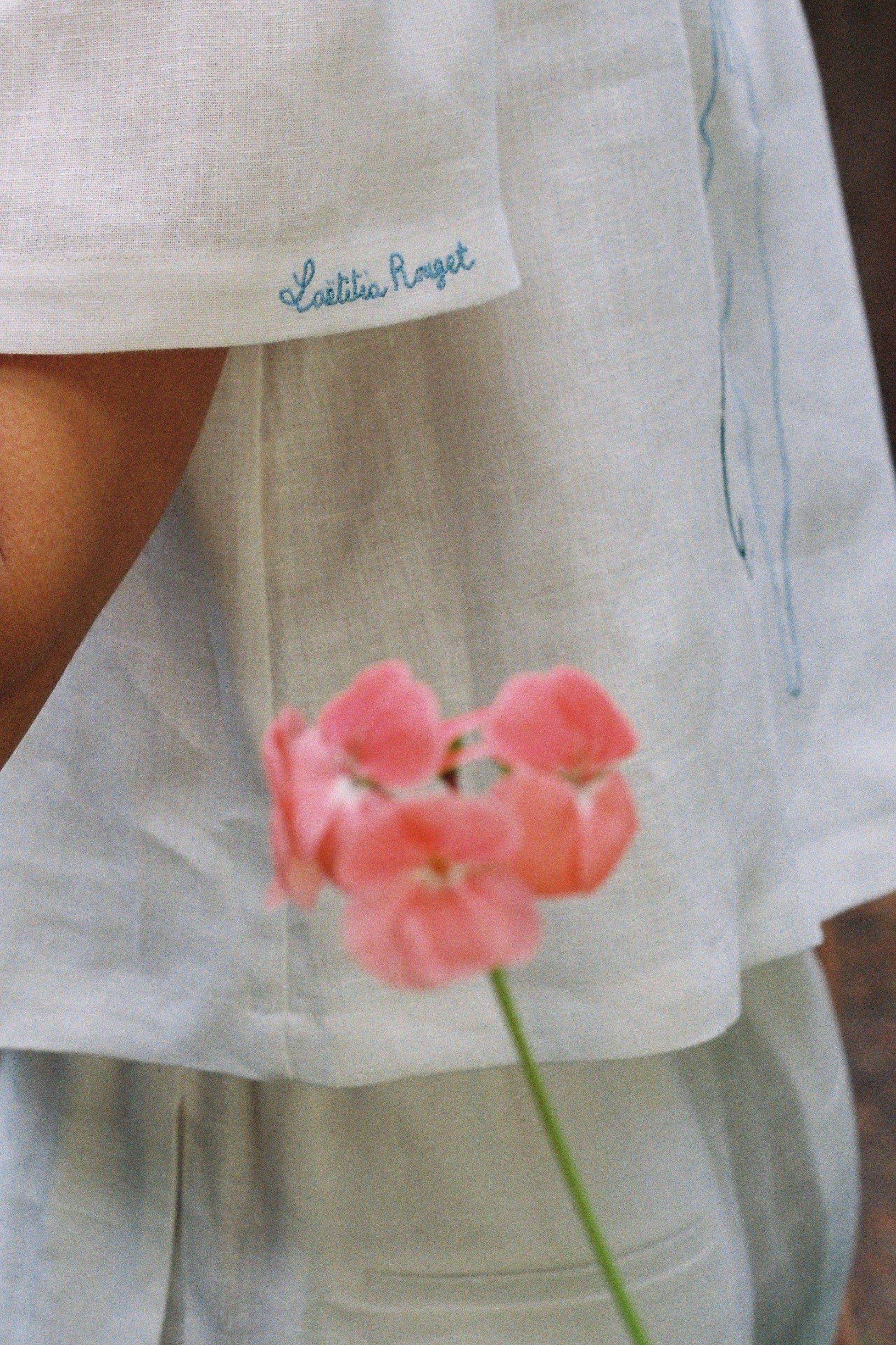 OLALA Embroidered Frances Linen Blouse - White x Laetitia Rouget