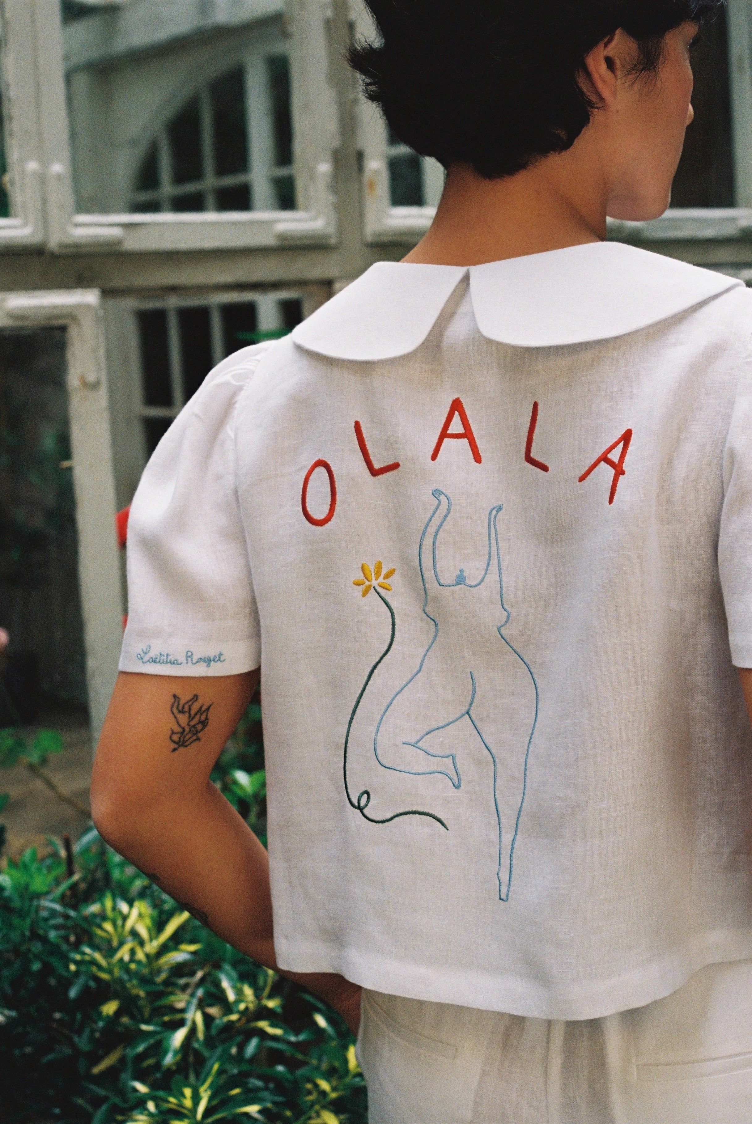 OLALA Embroidered Frances Linen Blouse - White x Laetitia Rouget